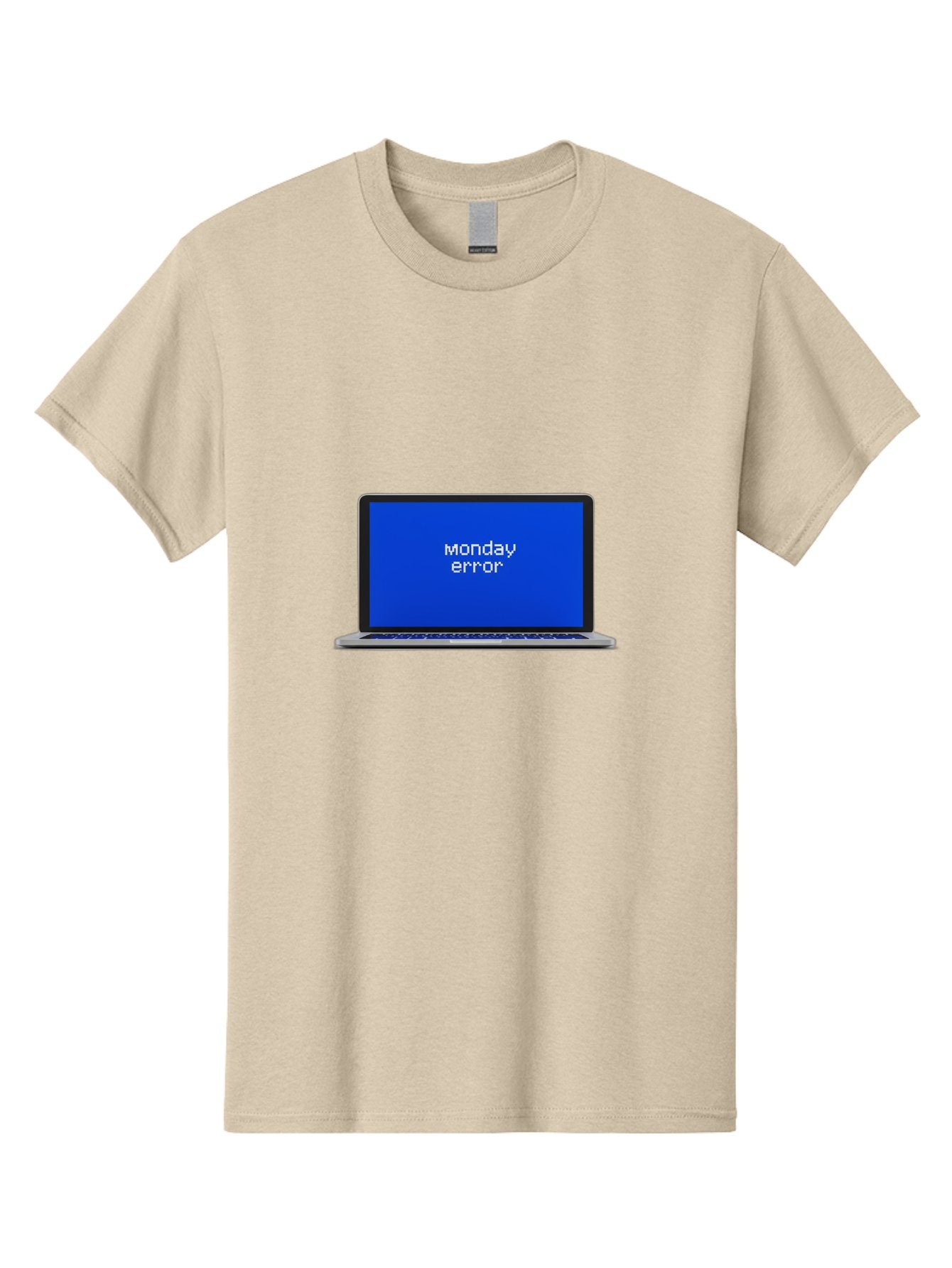 Monday-Error-1 Men'S Graphic Tee, 100% Cotton, Comfortable Casual Summer Wear, Machine Washable, Laptop Screen, Error Message, Blue Screen, Monday Blues, Technical Issue, Computer Problem, Glitch, System Failure Bae519