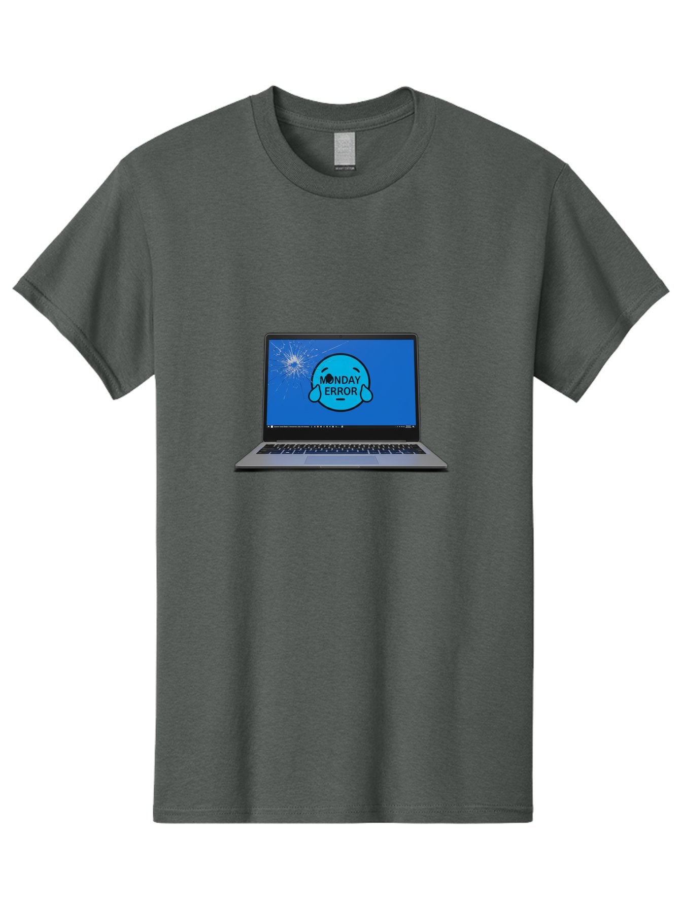 Monday-Error-10 Men'S Graphic Tee, 100% Cotton, Comfortable Casual Summer Wear, Machine Washable, Laptop Screen, Error Message, Monday Blues, Broken Computer, Tech Issue, System Failure, Sad Face, Cracked Screen, Digital Glitch Bae520 7