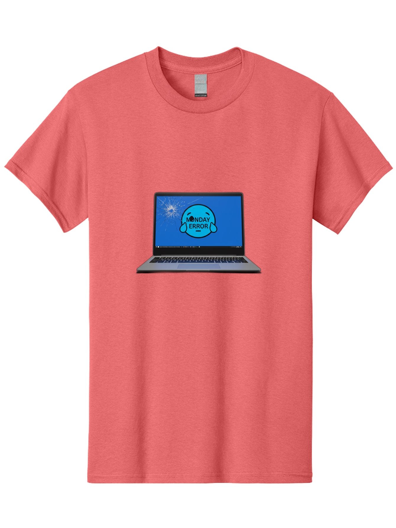 Monday-Error-10 Men'S Graphic Tee, 100% Cotton, Comfortable Casual Summer Wear, Machine Washable, Laptop Screen, Error Message, Monday Blues, Broken Computer, Tech Issue, System Failure, Sad Face, Cracked Screen, Digital Glitch Bae520 9