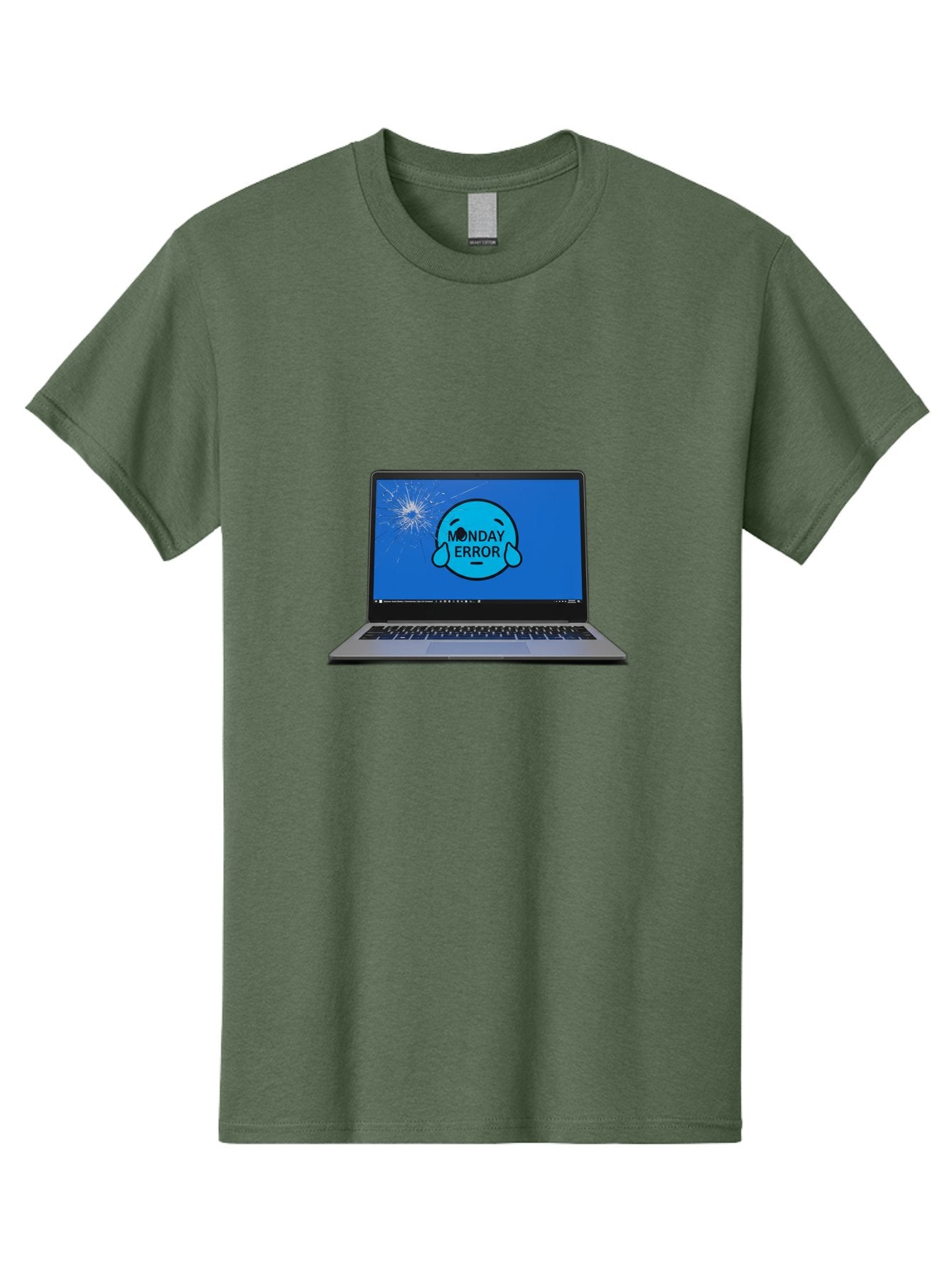 Monday-Error-10 Men'S Graphic Tee, 100% Cotton, Comfortable Casual Summer Wear, Machine Washable, Laptop Screen, Error Message, Monday Blues, Broken Computer, Tech Issue, System Failure, Sad Face, Cracked Screen, Digital Glitch Bae520 4