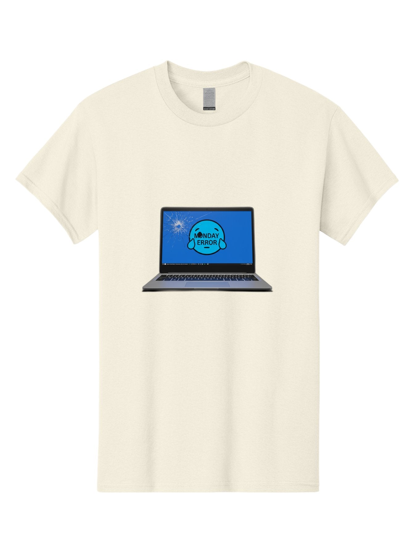 Monday-Error-10 Men'S Graphic Tee, 100% Cotton, Comfortable Casual Summer Wear, Machine Washable, Laptop Screen, Error Message, Monday Blues, Broken Computer, Tech Issue, System Failure, Sad Face, Cracked Screen, Digital Glitch Bae520 3