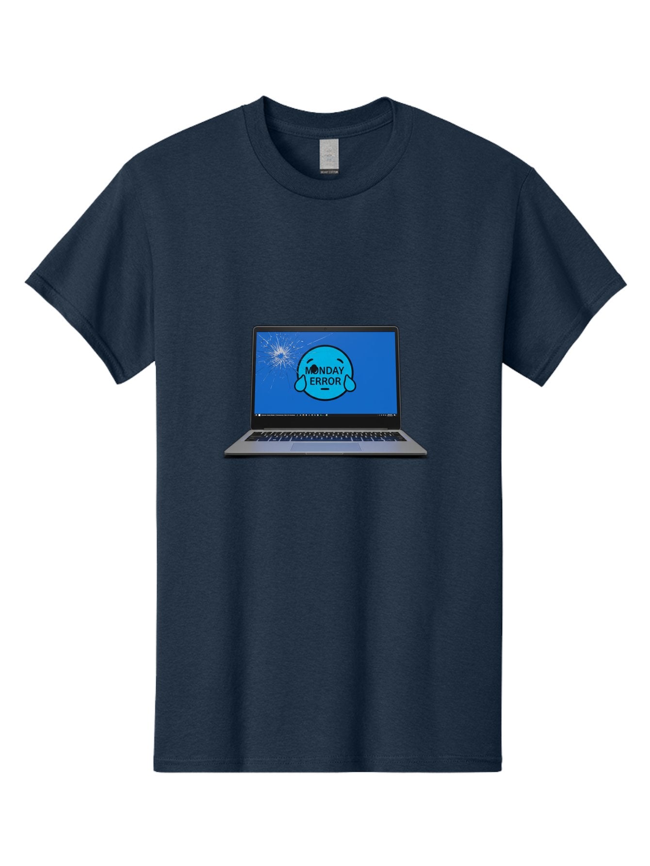 Monday-Error-10 Men'S Graphic Tee, 100% Cotton, Comfortable Casual Summer Wear, Machine Washable, Laptop Screen, Error Message, Monday Blues, Broken Computer, Tech Issue, System Failure, Sad Face, Cracked Screen, Digital Glitch Bae520 5