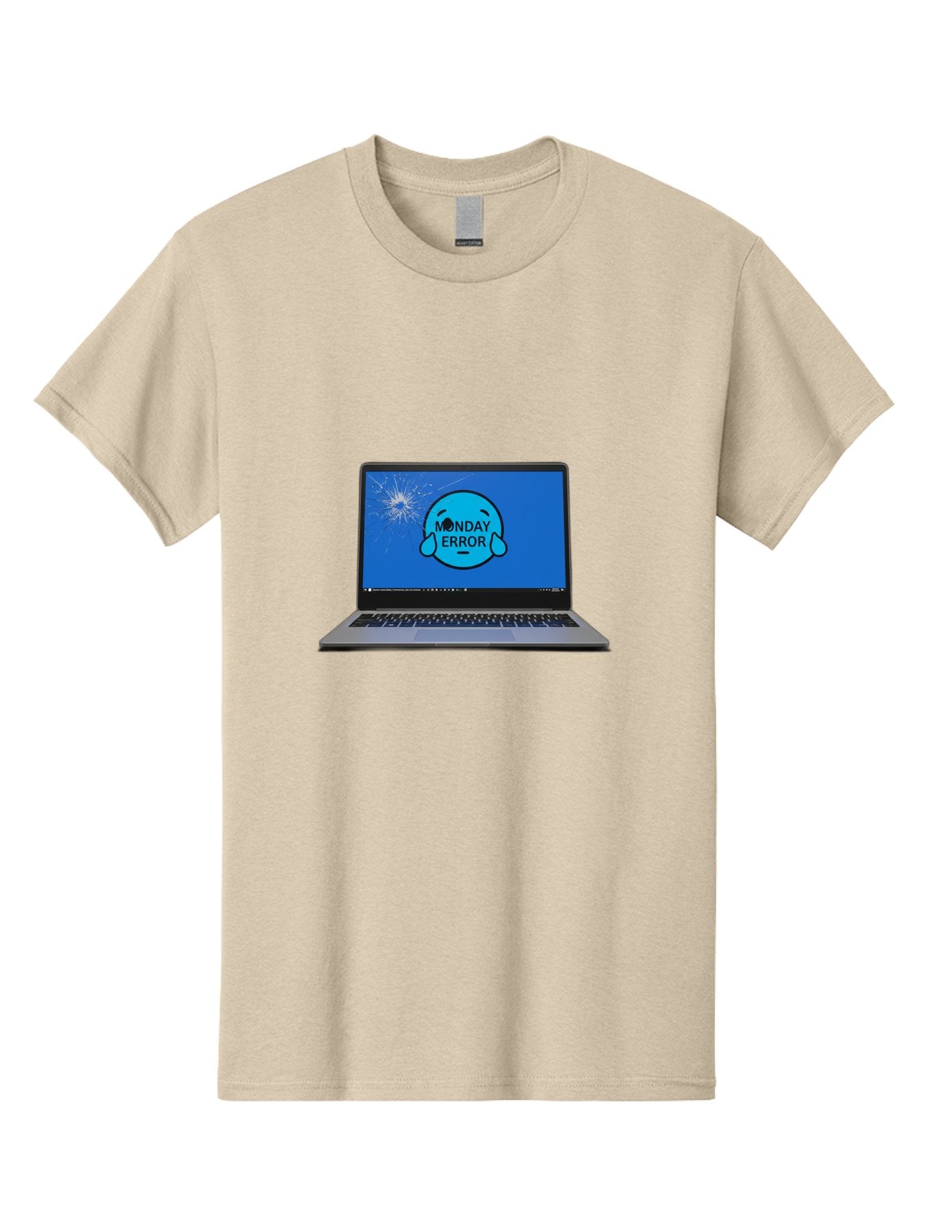 Monday-Error-10 Men'S Graphic Tee, 100% Cotton, Comfortable Casual Summer Wear, Machine Washable, Laptop Screen, Error Message, Monday Blues, Broken Computer, Tech Issue, System Failure, Sad Face, Cracked Screen, Digital Glitch Bae520 6