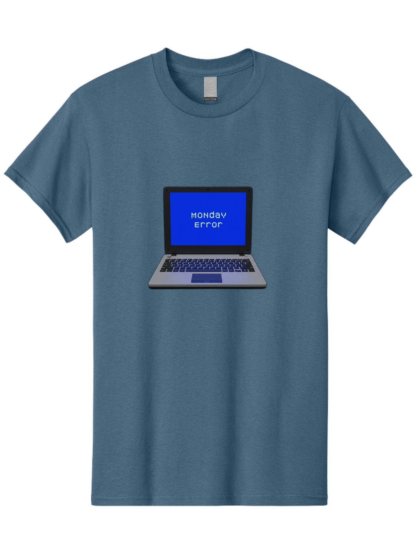 Monday-Error-2 Men'S Graphic Tee, 100% Cotton, Comfortable Casual Summer Wear, Machine Washable, Laptop With Error Message, Monday Blues, Work Stress, Computer Glitch, System Failure, Monday Morning Motivation, Productivity Issues Bae521 10