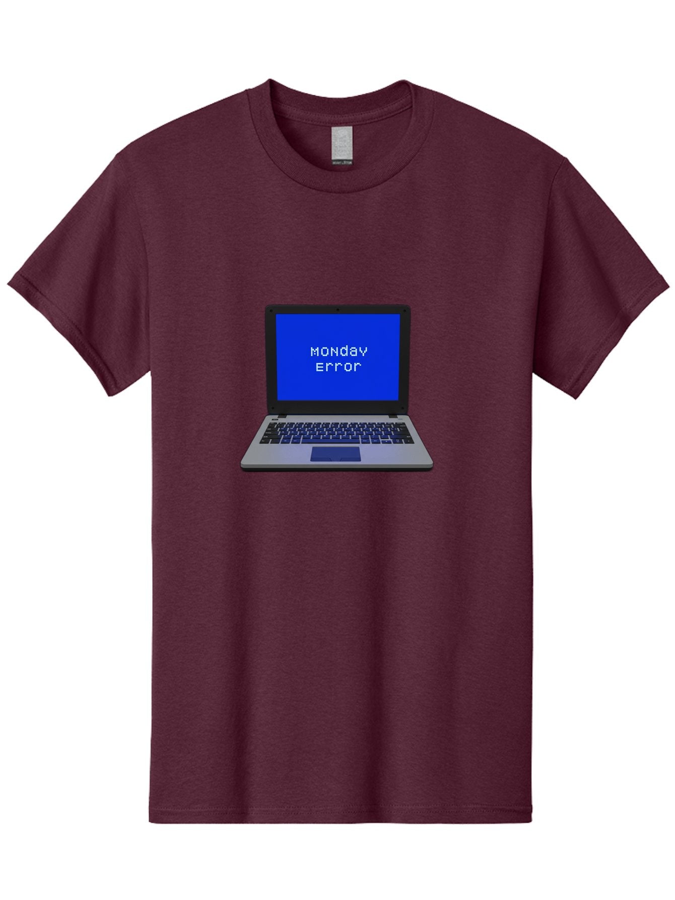 Monday-Error-2 Men'S Graphic Tee, 100% Cotton, Comfortable Casual Summer Wear, Machine Washable, Laptop With Error Message, Monday Blues, Work Stress, Computer Glitch, System Failure, Monday Morning Motivation, Productivity Issues Bae521