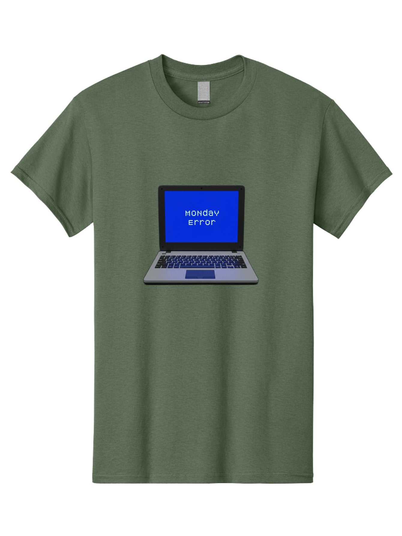 Monday-Error-2 Men'S Graphic Tee, 100% Cotton, Comfortable Casual Summer Wear, Machine Washable, Laptop With Error Message, Monday Blues, Work Stress, Computer Glitch, System Failure, Monday Morning Motivation, Productivity Issues Bae521 8
