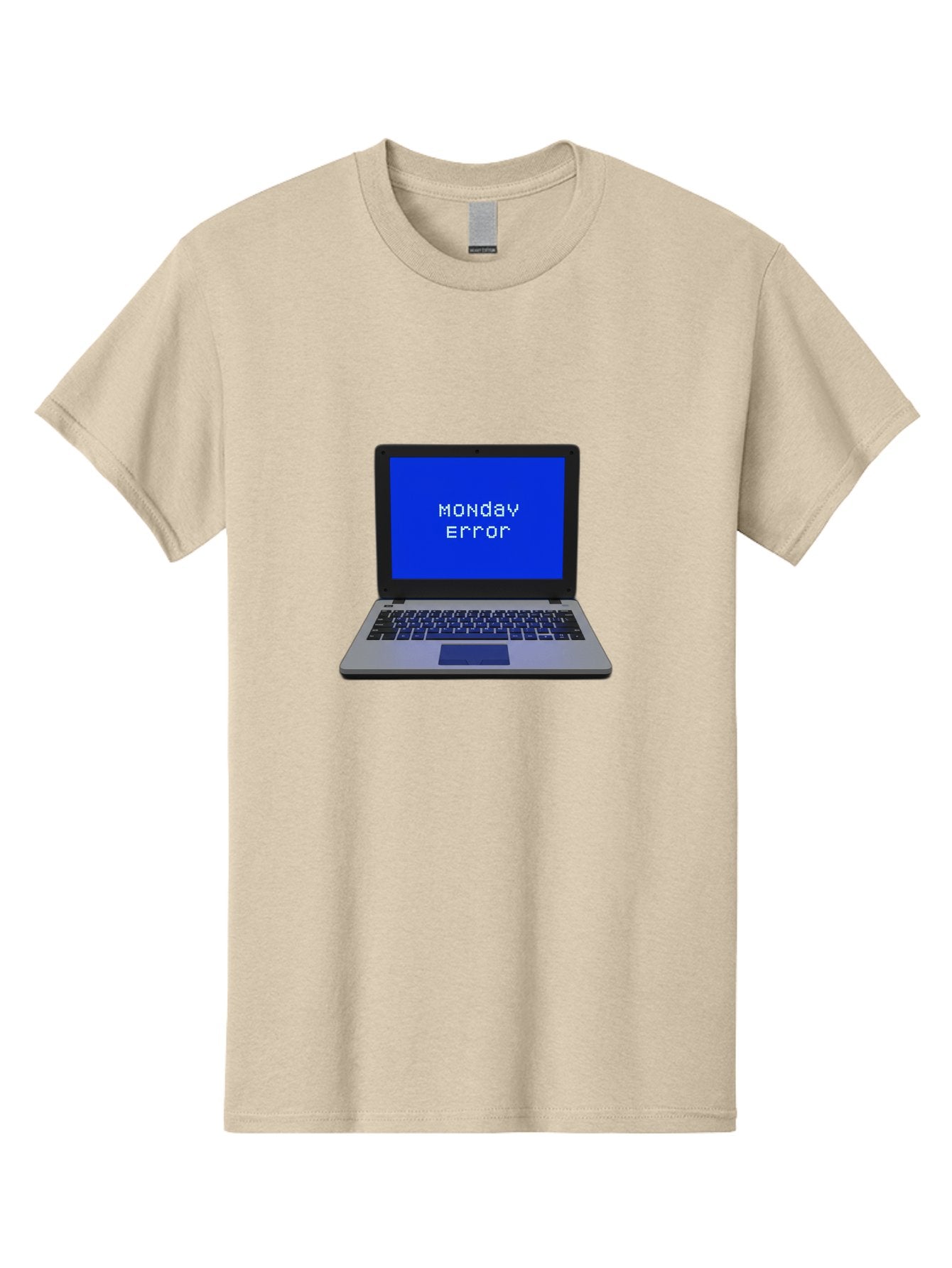 Monday-Error-2 Men'S Graphic Tee, 100% Cotton, Comfortable Casual Summer Wear, Machine Washable, Laptop With Error Message, Monday Blues, Work Stress, Computer Glitch, System Failure, Monday Morning Motivation, Productivity Issues Bae521