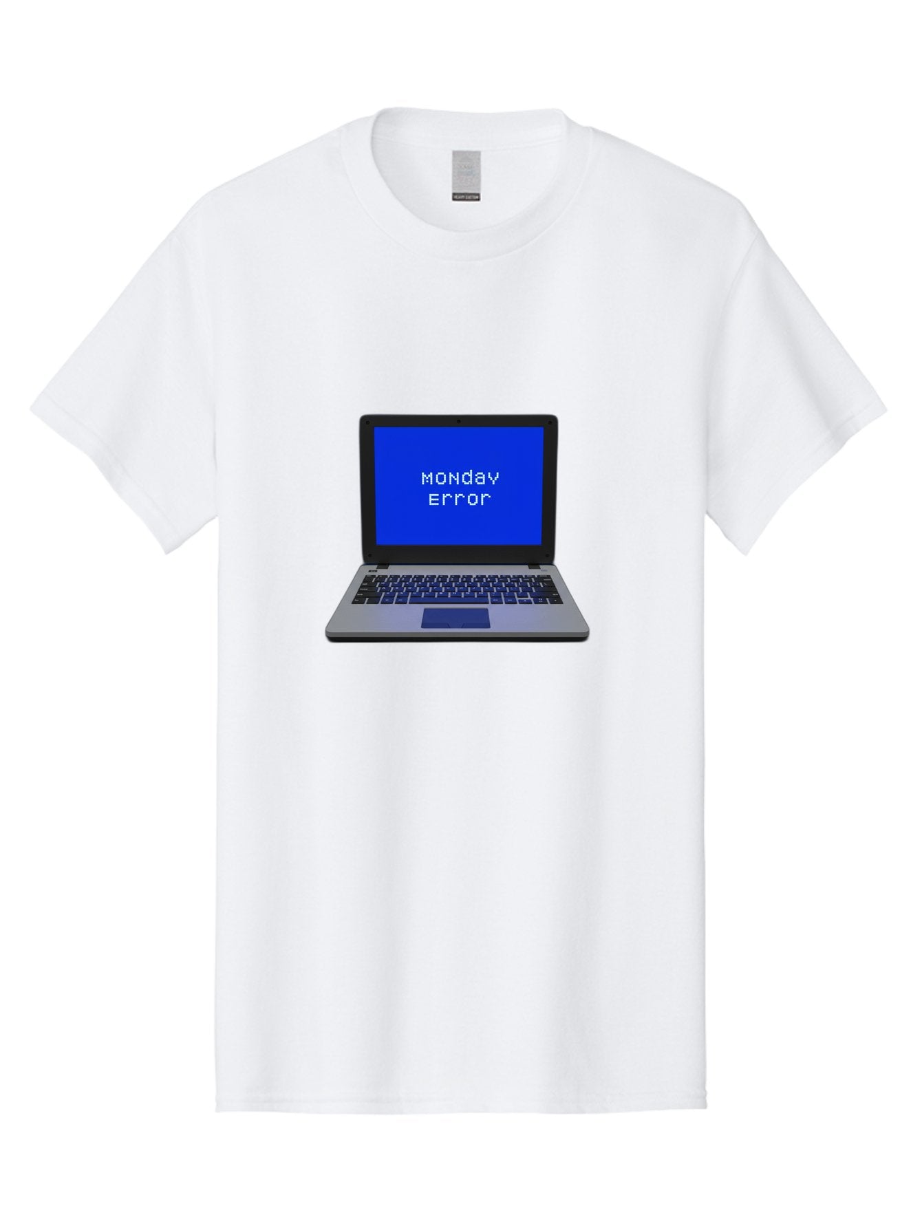 Monday-Error-2 Men'S Graphic Tee, 100% Cotton, Comfortable Casual Summer Wear, Machine Washable, Laptop With Error Message, Monday Blues, Work Stress, Computer Glitch, System Failure, Monday Morning Motivation, Productivity Issues Bae521 12
