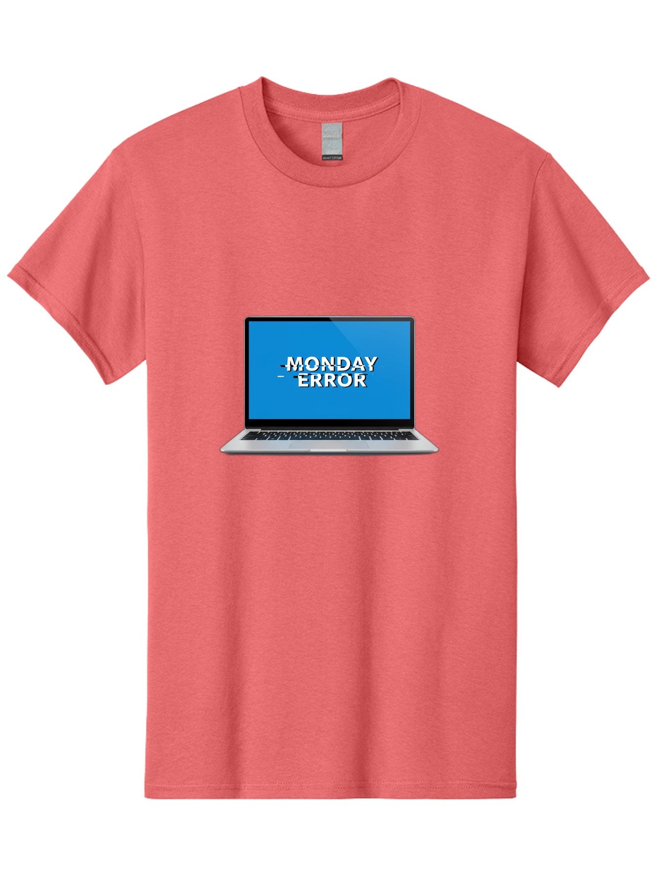 Monday-Error-3 Men'S Graphic Tee, 100% Cotton, Comfortable Casual Summer Wear, Machine Washable, Laptop Screen, Error Message, Monday Blues, Glitchy Display, Crossed Out Text, Tech Issue, System Failure, Computer Problem Bae522 10