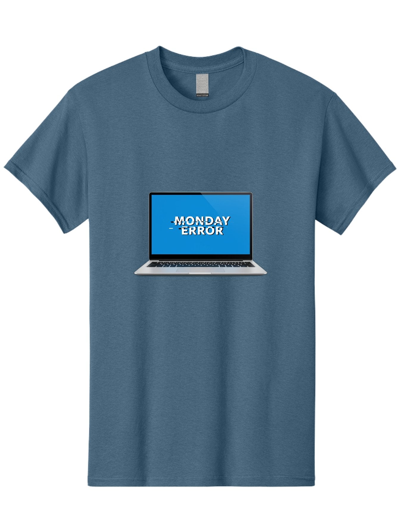 Monday-Error-3 Men'S Graphic Tee, 100% Cotton, Comfortable Casual Summer Wear, Machine Washable, Laptop Screen, Error Message, Monday Blues, Glitchy Display, Crossed Out Text, Tech Issue, System Failure, Computer Problem Bae522 11