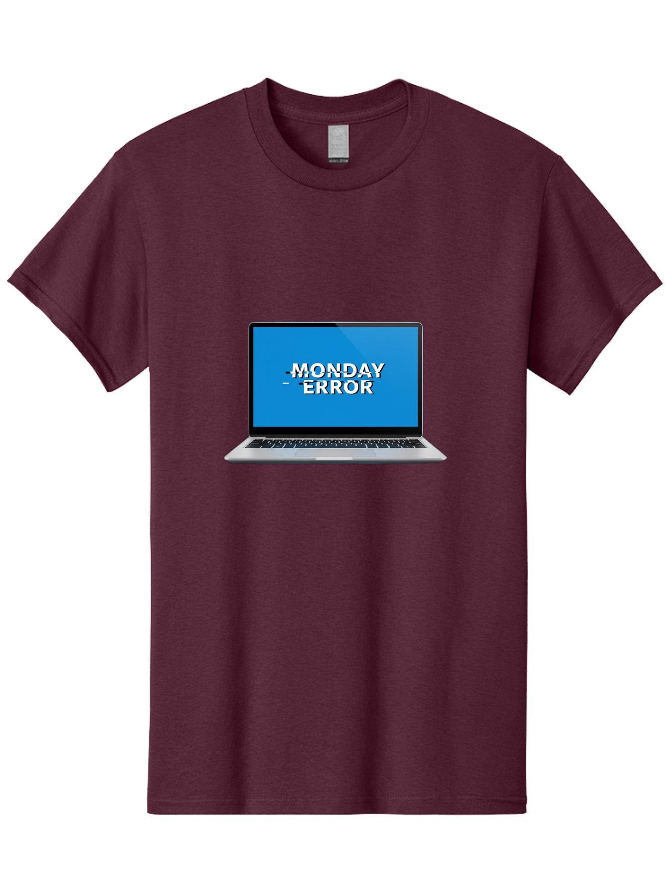 Monday-Error-3 Men'S Graphic Tee, 100% Cotton, Comfortable Casual Summer Wear, Machine Washable, Laptop Screen, Error Message, Monday Blues, Glitchy Display, Crossed Out Text, Tech Issue, System Failure, Computer Problem Bae522 3
