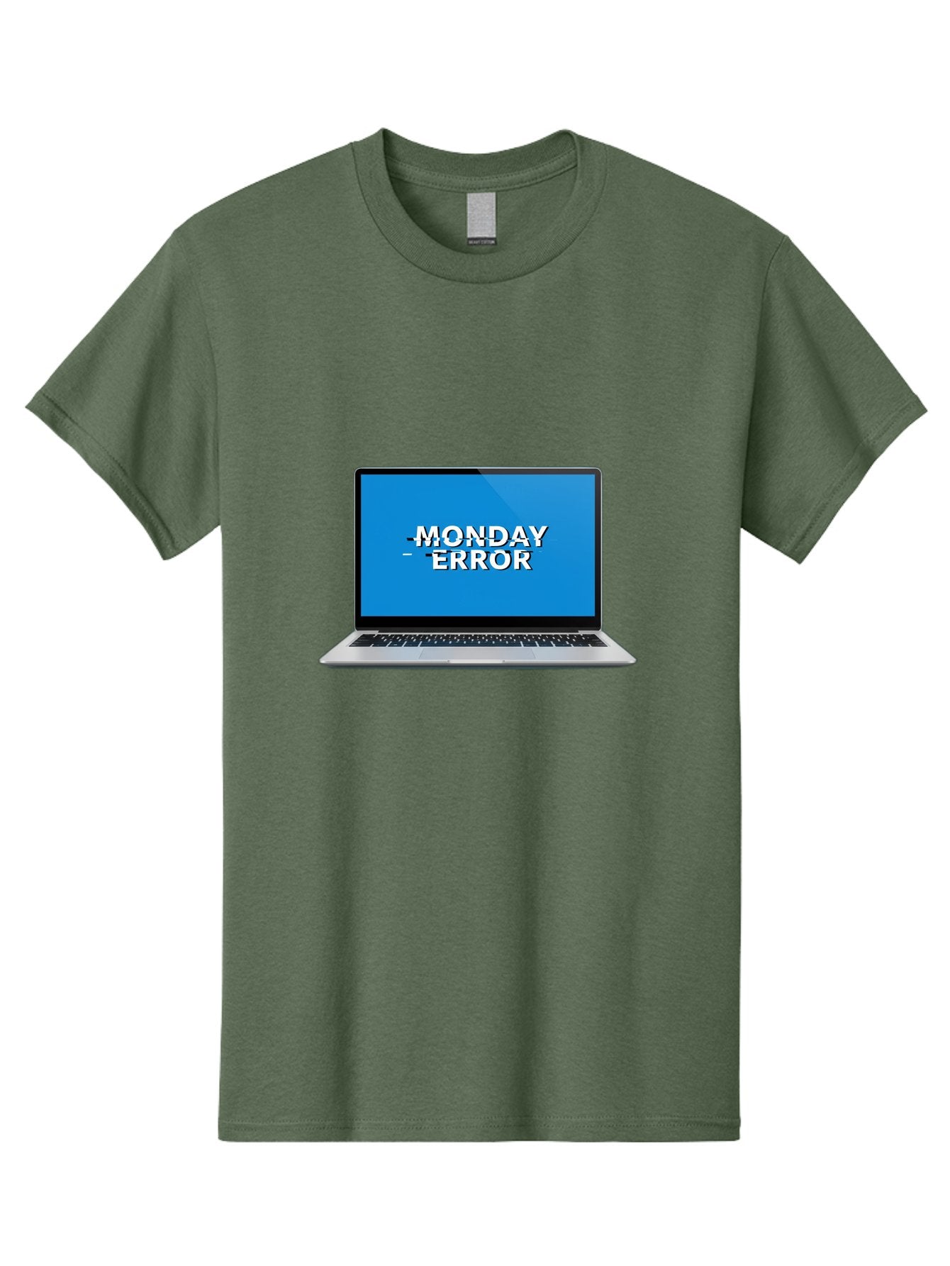 Monday-Error-3 Men'S Graphic Tee, 100% Cotton, Comfortable Casual Summer Wear, Machine Washable, Laptop Screen, Error Message, Monday Blues, Glitchy Display, Crossed Out Text, Tech Issue, System Failure, Computer Problem Bae522