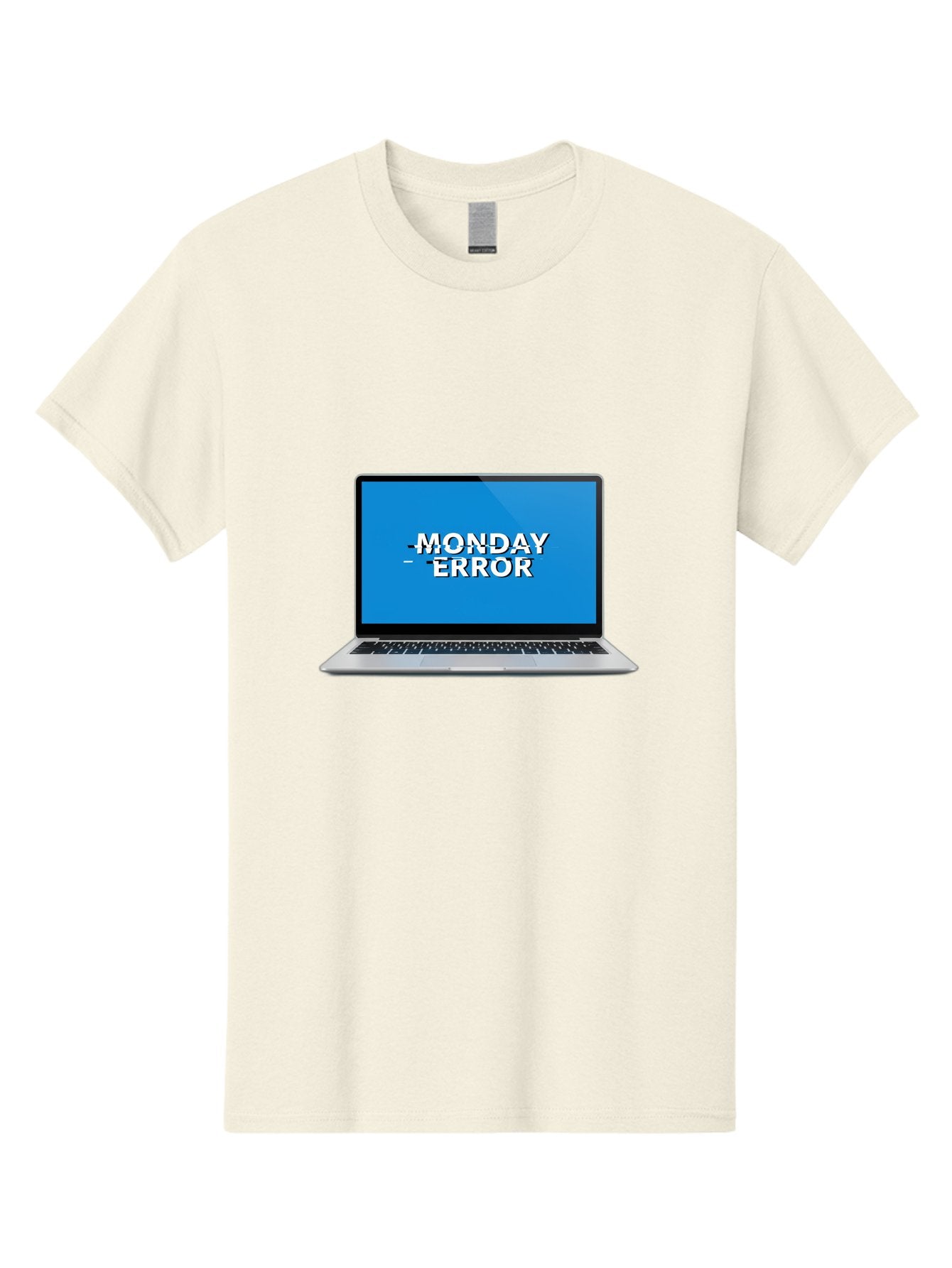 Monday-Error-3 Men'S Graphic Tee, 100% Cotton, Comfortable Casual Summer Wear, Machine Washable, Laptop Screen, Error Message, Monday Blues, Glitchy Display, Crossed Out Text, Tech Issue, System Failure, Computer Problem Bae522