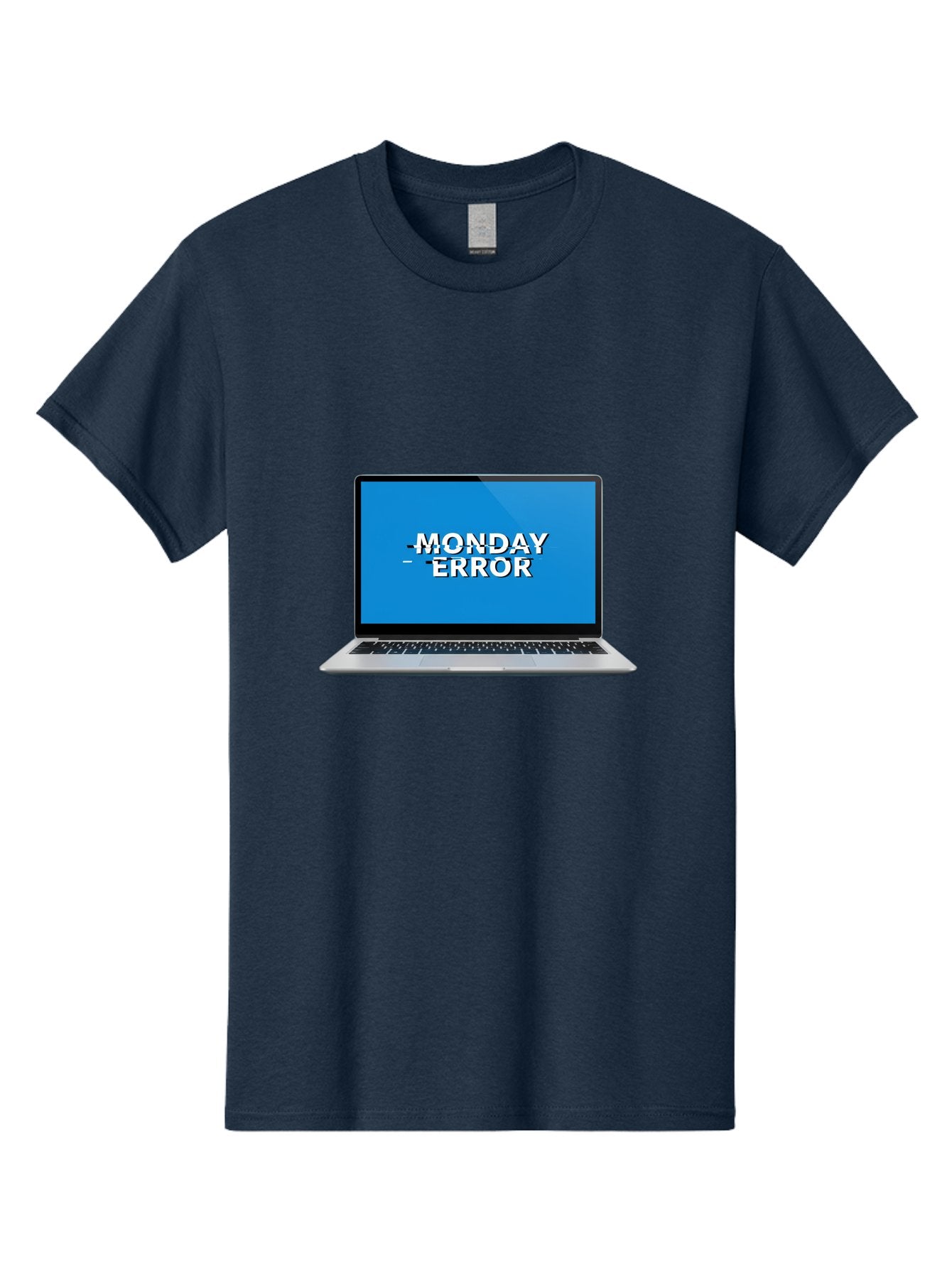 Monday-Error-3 Men'S Graphic Tee, 100% Cotton, Comfortable Casual Summer Wear, Machine Washable, Laptop Screen, Error Message, Monday Blues, Glitchy Display, Crossed Out Text, Tech Issue, System Failure, Computer Problem Bae522 5