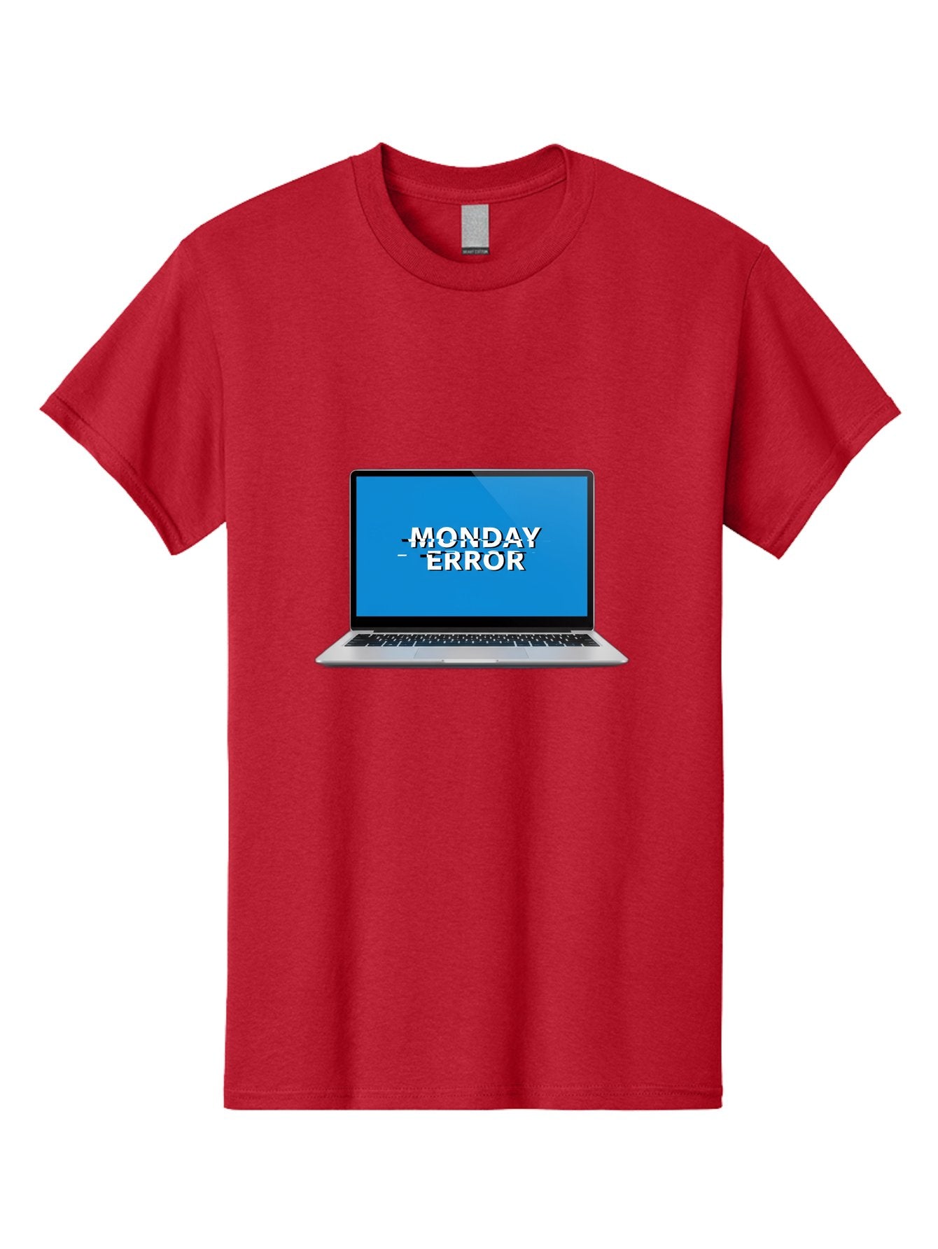 Monday-Error-3 Men'S Graphic Tee, 100% Cotton, Comfortable Casual Summer Wear, Machine Washable, Laptop Screen, Error Message, Monday Blues, Glitchy Display, Crossed Out Text, Tech Issue, System Failure, Computer Problem Bae522 9