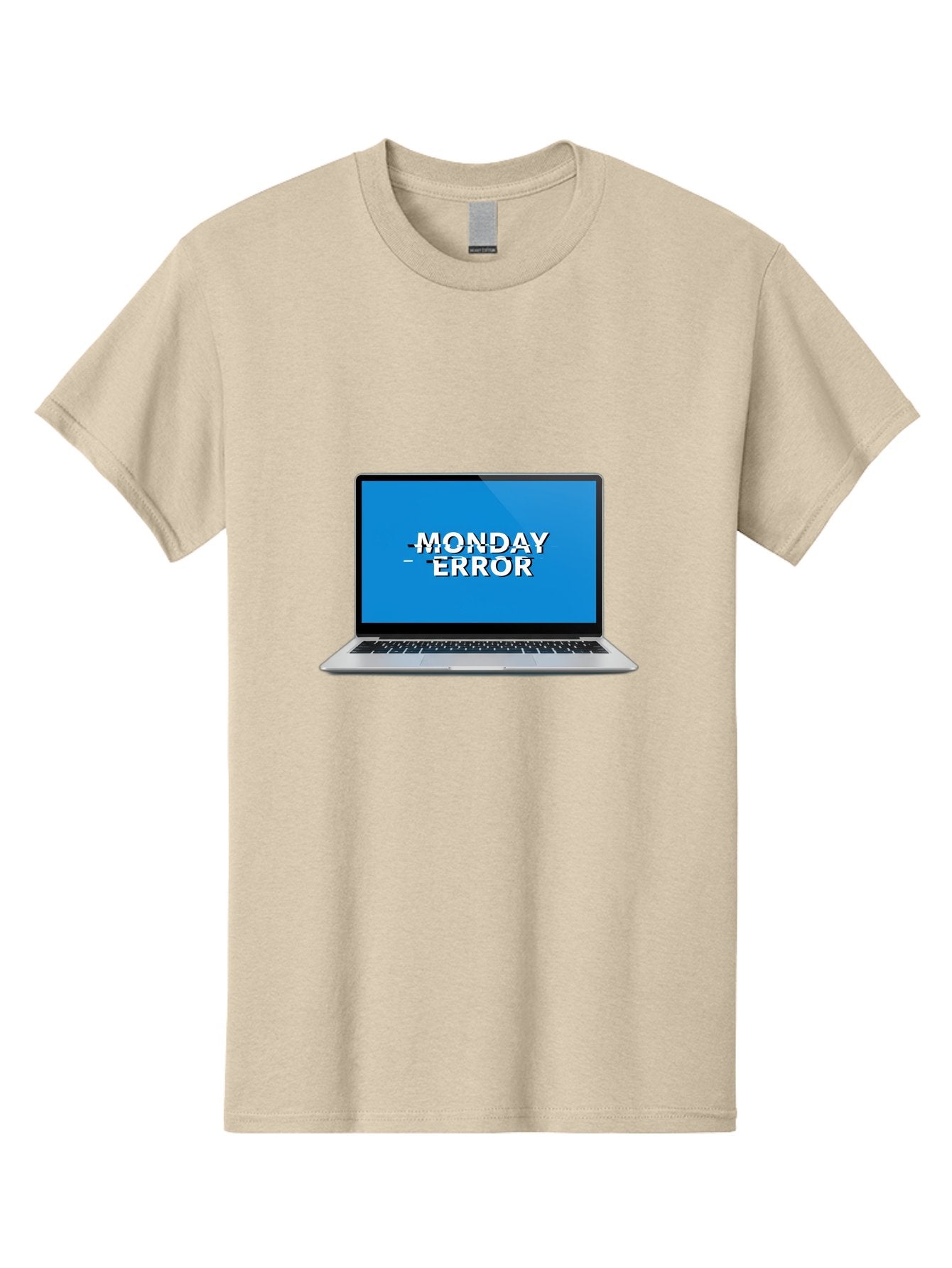 Monday-Error-3 Men'S Graphic Tee, 100% Cotton, Comfortable Casual Summer Wear, Machine Washable, Laptop Screen, Error Message, Monday Blues, Glitchy Display, Crossed Out Text, Tech Issue, System Failure, Computer Problem Bae522 15