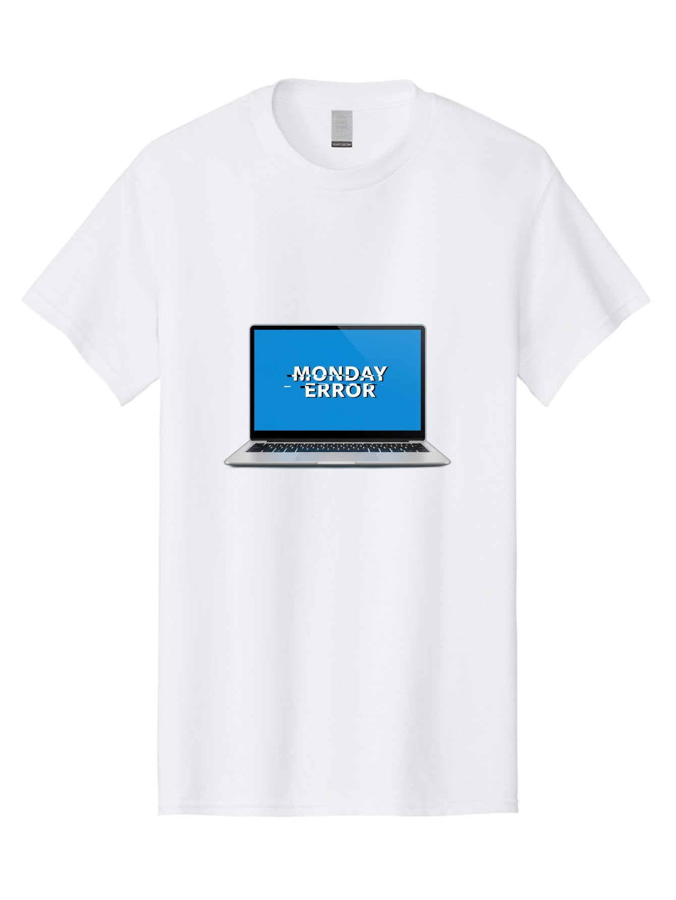 Monday-Error-3 Men'S Graphic Tee, 100% Cotton, Comfortable Casual Summer Wear, Machine Washable, Laptop Screen, Error Message, Monday Blues, Glitchy Display, Crossed Out Text, Tech Issue, System Failure, Computer Problem Bae522 12