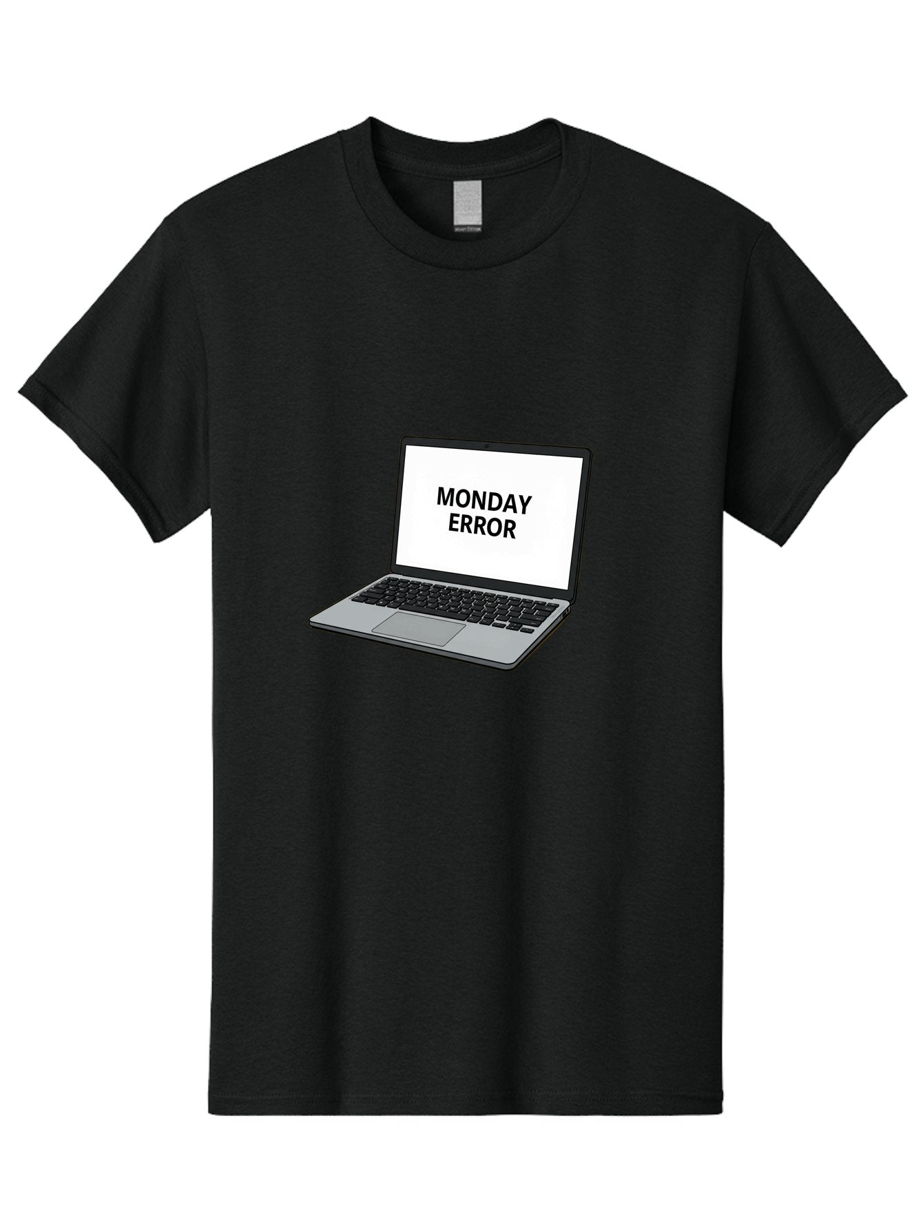 Monday-Error-4 Men'S Graphic Tee, 100% Cotton, Comfortable Casual Summer Wear, Machine Washable, Laptop Computer, Error Message, Monday Blues, Computer Screen, Keyboard, Work Technology, Monday Motivation, Productivity Issue Bae523 3