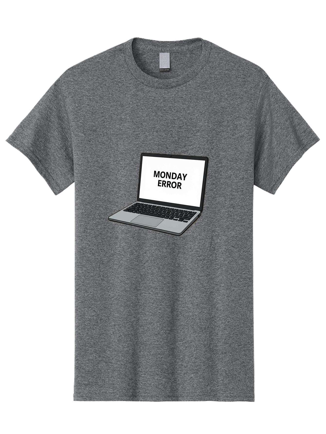 Monday-Error-4 Men'S Graphic Tee, 100% Cotton, Comfortable Casual Summer Wear, Machine Washable, Laptop Computer, Error Message, Monday Blues, Computer Screen, Keyboard, Work Technology, Monday Motivation, Productivity Issue Bae523