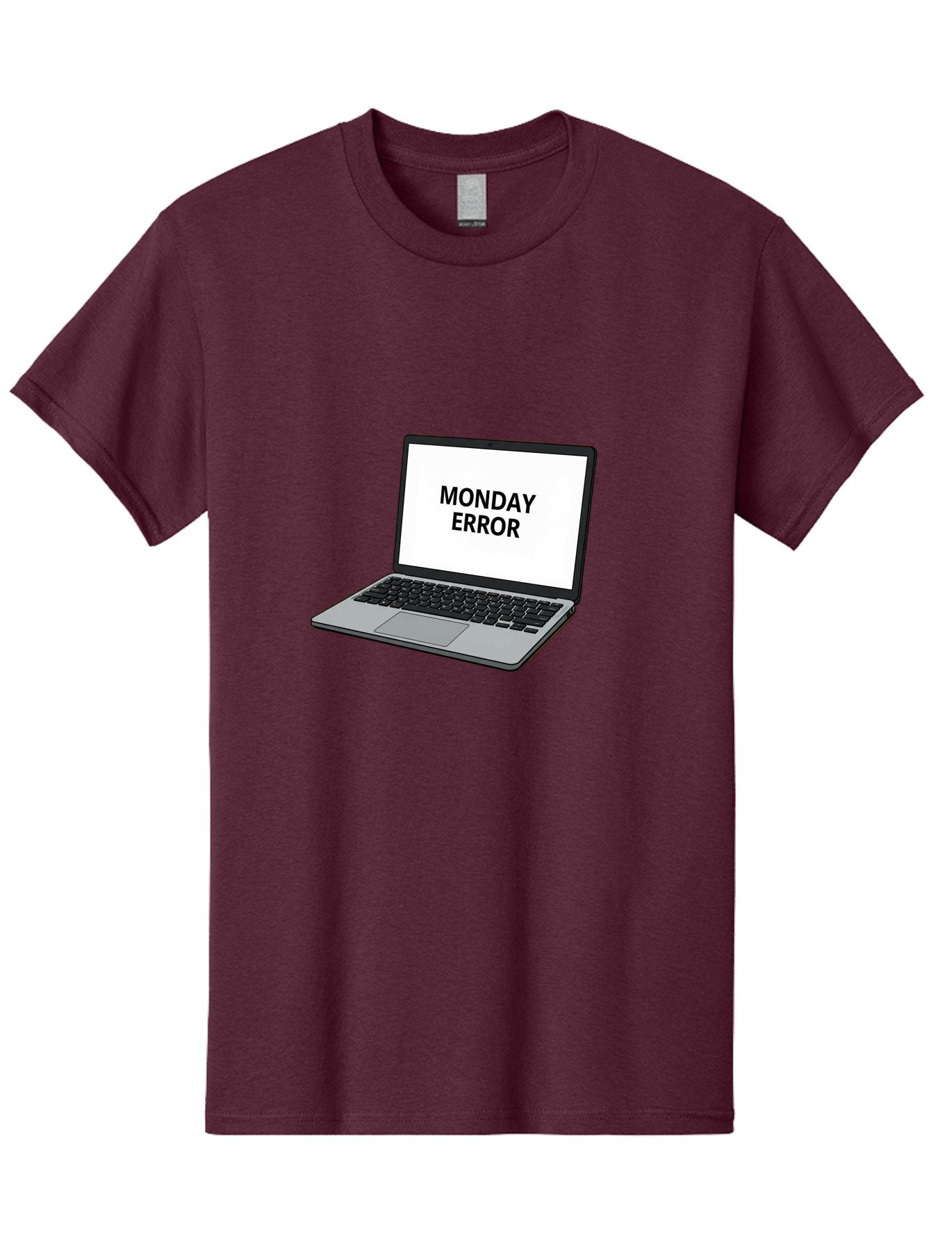 Monday-Error-4 Men'S Graphic Tee, 100% Cotton, Comfortable Casual Summer Wear, Machine Washable, Laptop Computer, Error Message, Monday Blues, Computer Screen, Keyboard, Work Technology, Monday Motivation, Productivity Issue Bae523 6