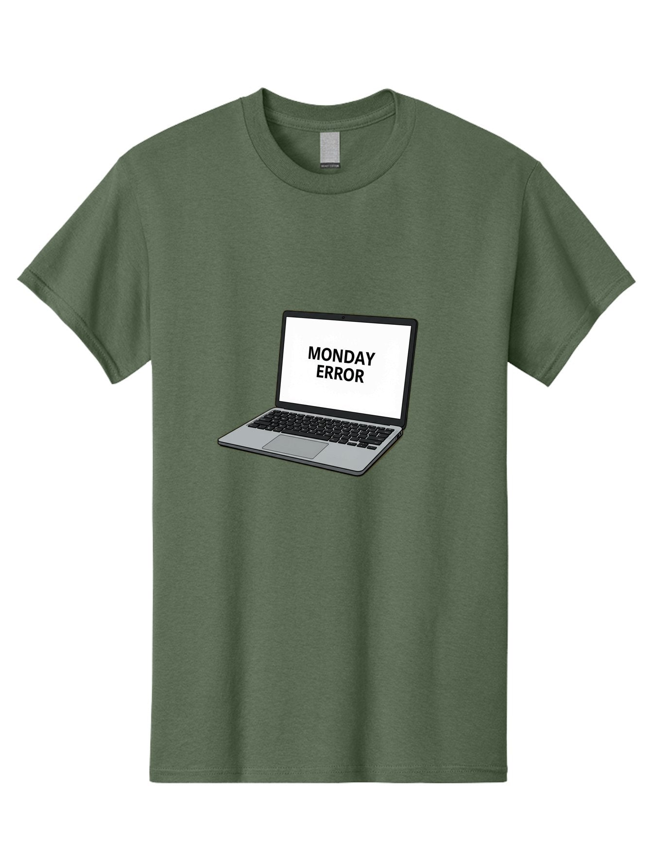 Monday-Error-4 Men'S Graphic Tee, 100% Cotton, Comfortable Casual Summer Wear, Machine Washable, Laptop Computer, Error Message, Monday Blues, Computer Screen, Keyboard, Work Technology, Monday Motivation, Productivity Issue Bae523 14