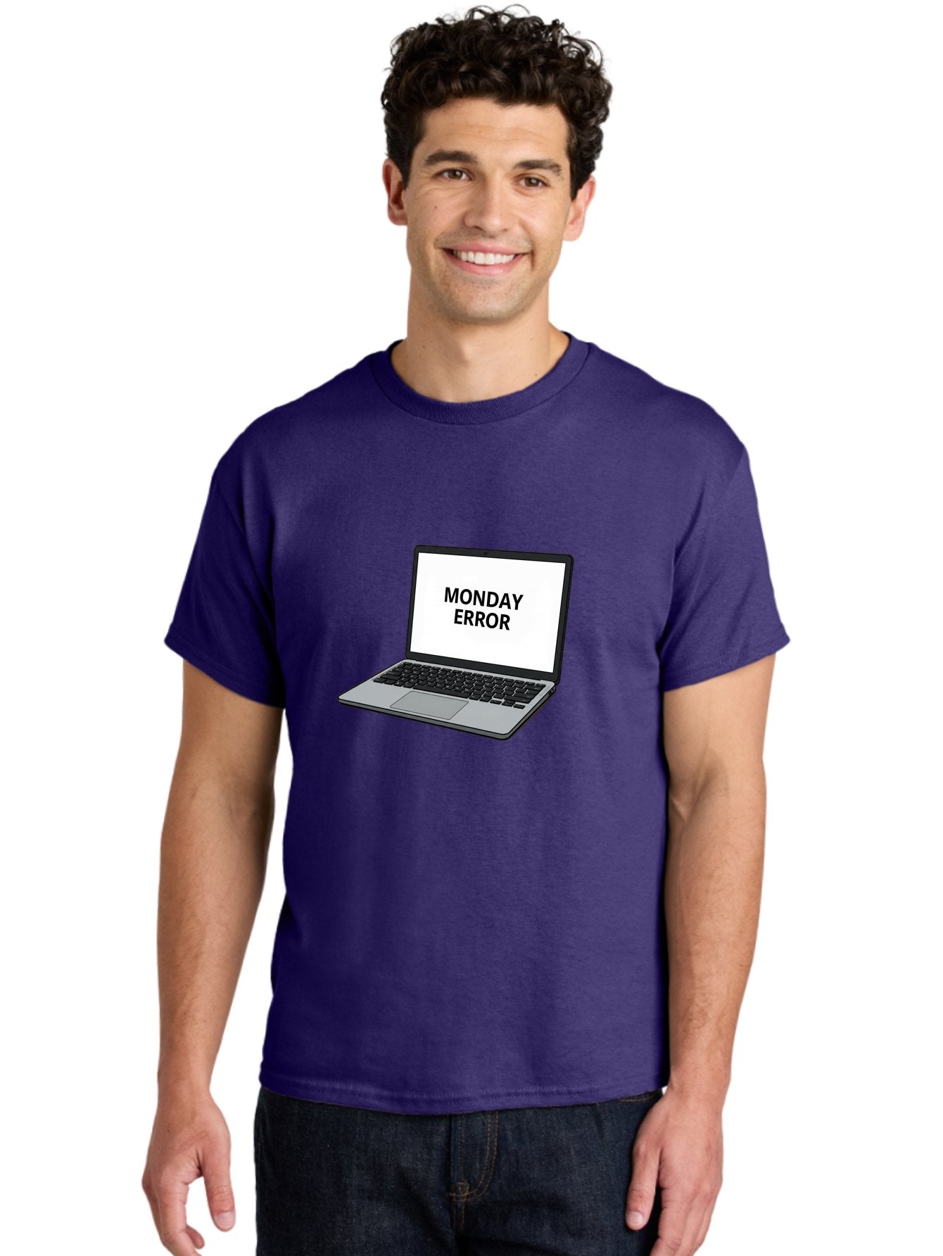 Monday-Error-4 Men'S Graphic Tee, 100% Cotton, Comfortable Casual Summer Wear, Machine Washable, Laptop Computer, Error Message, Monday Blues, Computer Screen, Keyboard, Work Technology, Monday Motivation, Productivity Issue Bae523 28