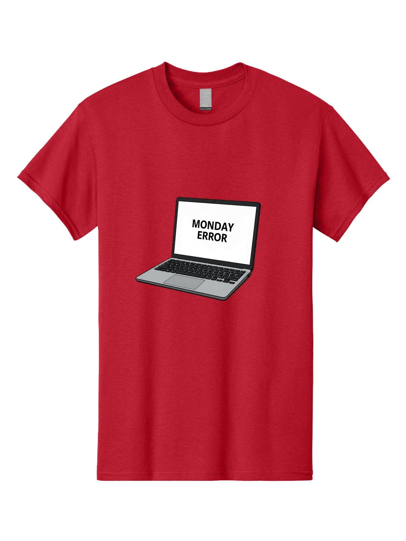 Monday-Error-4 Men'S Graphic Tee, 100% Cotton, Comfortable Casual Summer Wear, Machine Washable, Laptop Computer, Error Message, Monday Blues, Computer Screen, Keyboard, Work Technology, Monday Motivation, Productivity Issue Bae523 4