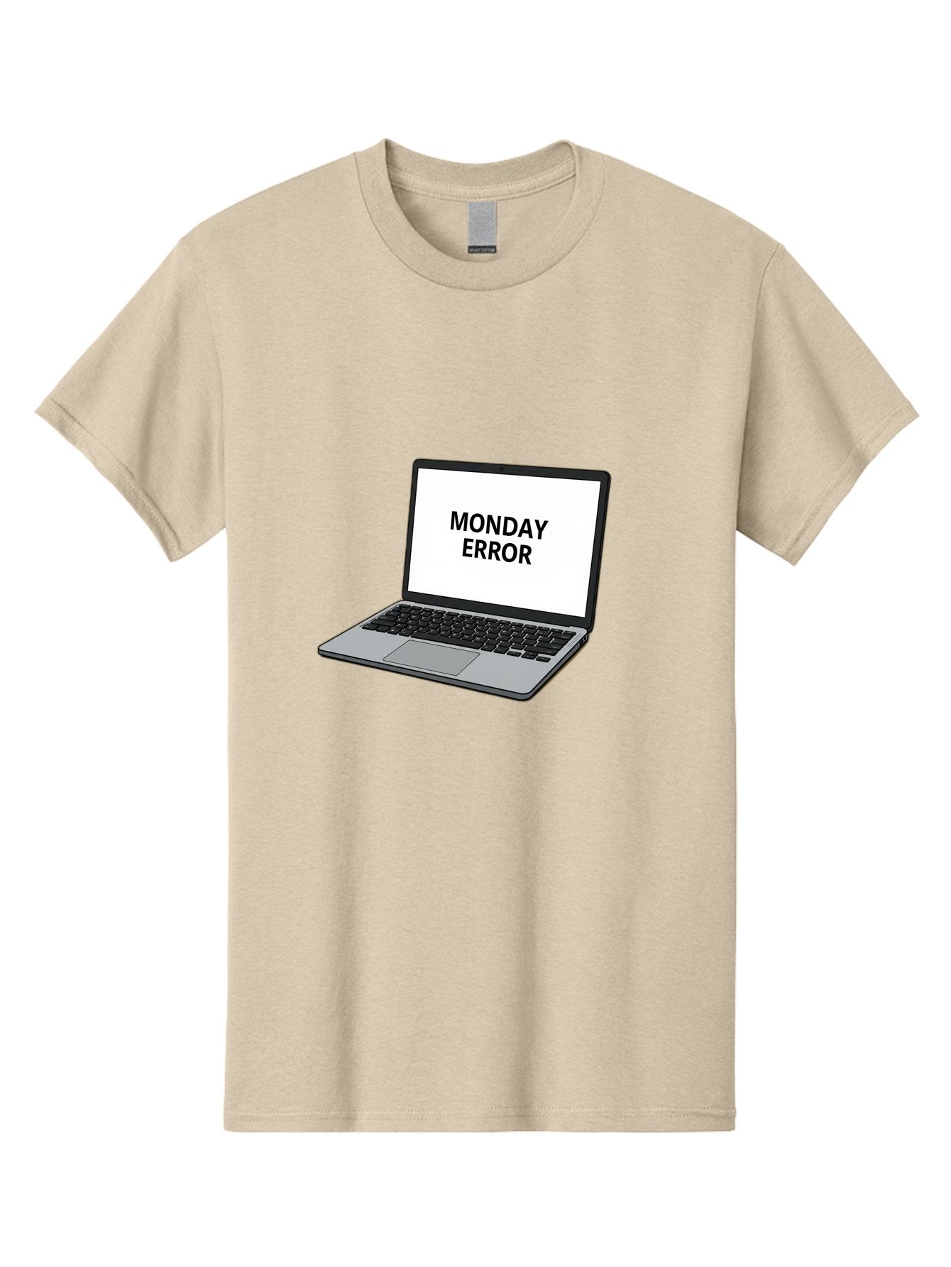 Monday-Error-4 Men'S Graphic Tee, 100% Cotton, Comfortable Casual Summer Wear, Machine Washable, Laptop Computer, Error Message, Monday Blues, Computer Screen, Keyboard, Work Technology, Monday Motivation, Productivity Issue Bae523 13