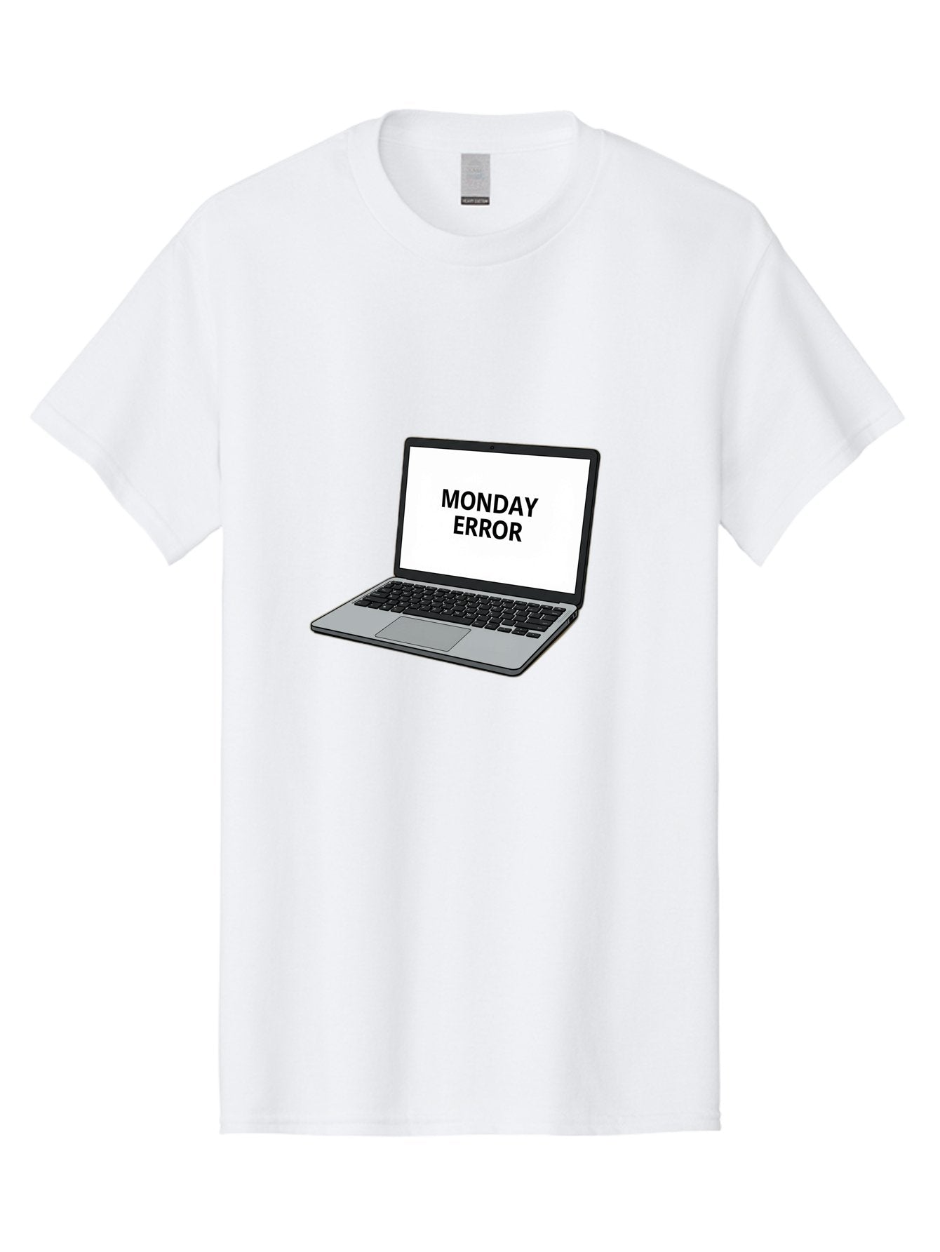 Monday-Error-4 Men'S Graphic Tee, 100% Cotton, Comfortable Casual Summer Wear, Machine Washable, Laptop Computer, Error Message, Monday Blues, Computer Screen, Keyboard, Work Technology, Monday Motivation, Productivity Issue Bae523 5