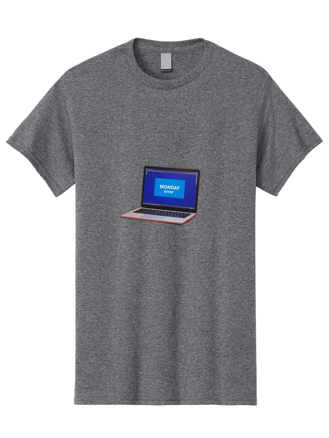 Monday-Error-5 Men'S Graphic Tee, 100% Cotton, Comfortable Casual Summer Wear, Machine Washable, Laptop Screen With Error Message, Monday Blues, Tech Glitch, Modern Laptop, Blue Screen, Modern Technology, Digital Error, Tech Issue, Bae524 11