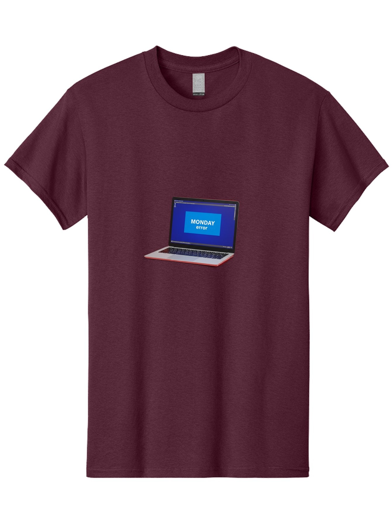 Monday-Error-5 Men'S Graphic Tee, 100% Cotton, Comfortable Casual Summer Wear, Machine Washable, Laptop Screen With Error Message, Monday Blues, Tech Glitch, Modern Laptop, Blue Screen, Modern Technology, Digital Error, Tech Issue, Bae524 15