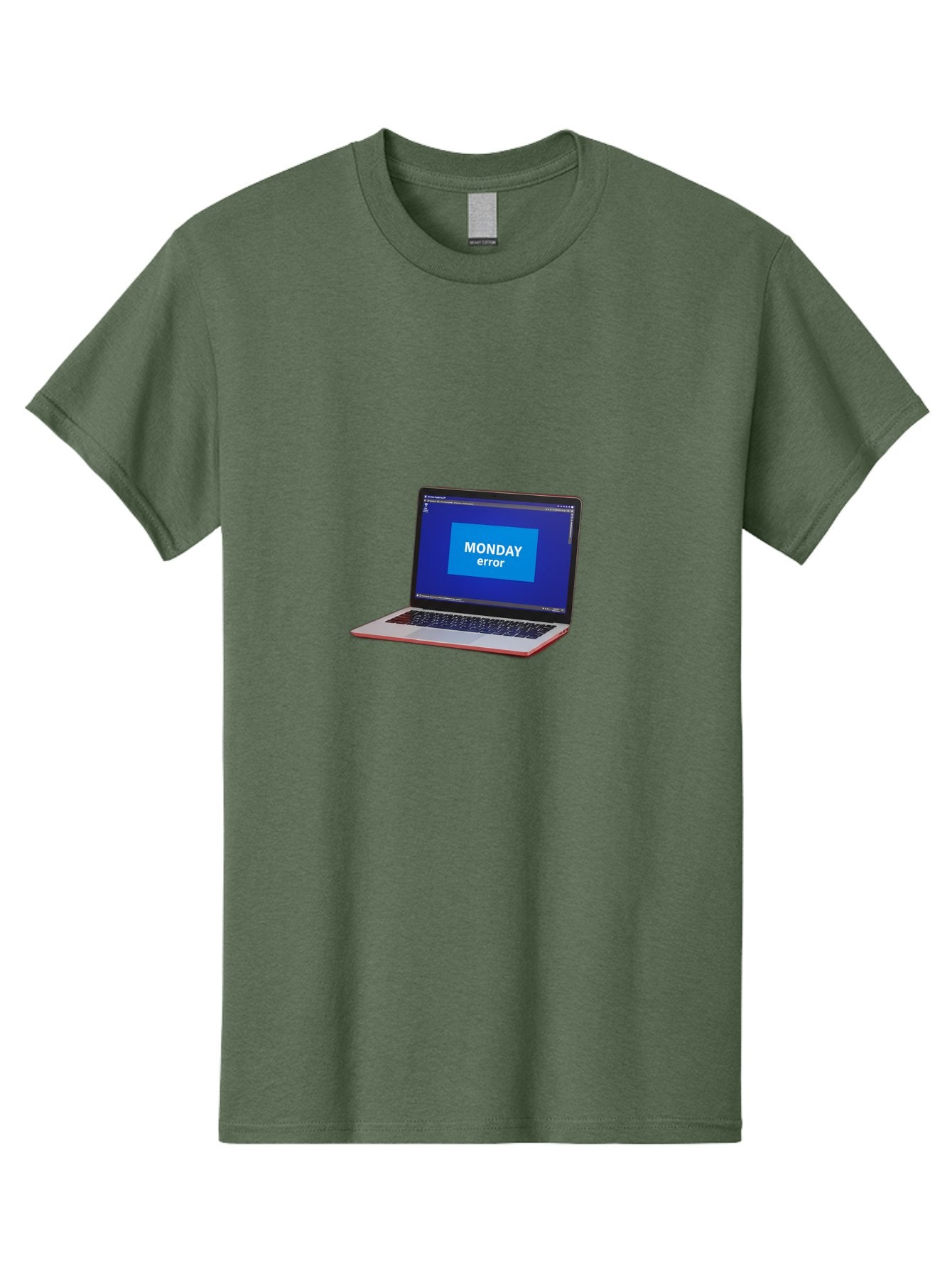 Monday-Error-5 Men'S Graphic Tee, 100% Cotton, Comfortable Casual Summer Wear, Machine Washable, Laptop Screen With Error Message, Monday Blues, Tech Glitch, Modern Laptop, Blue Screen, Modern Technology, Digital Error, Tech Issue, Bae524 12
