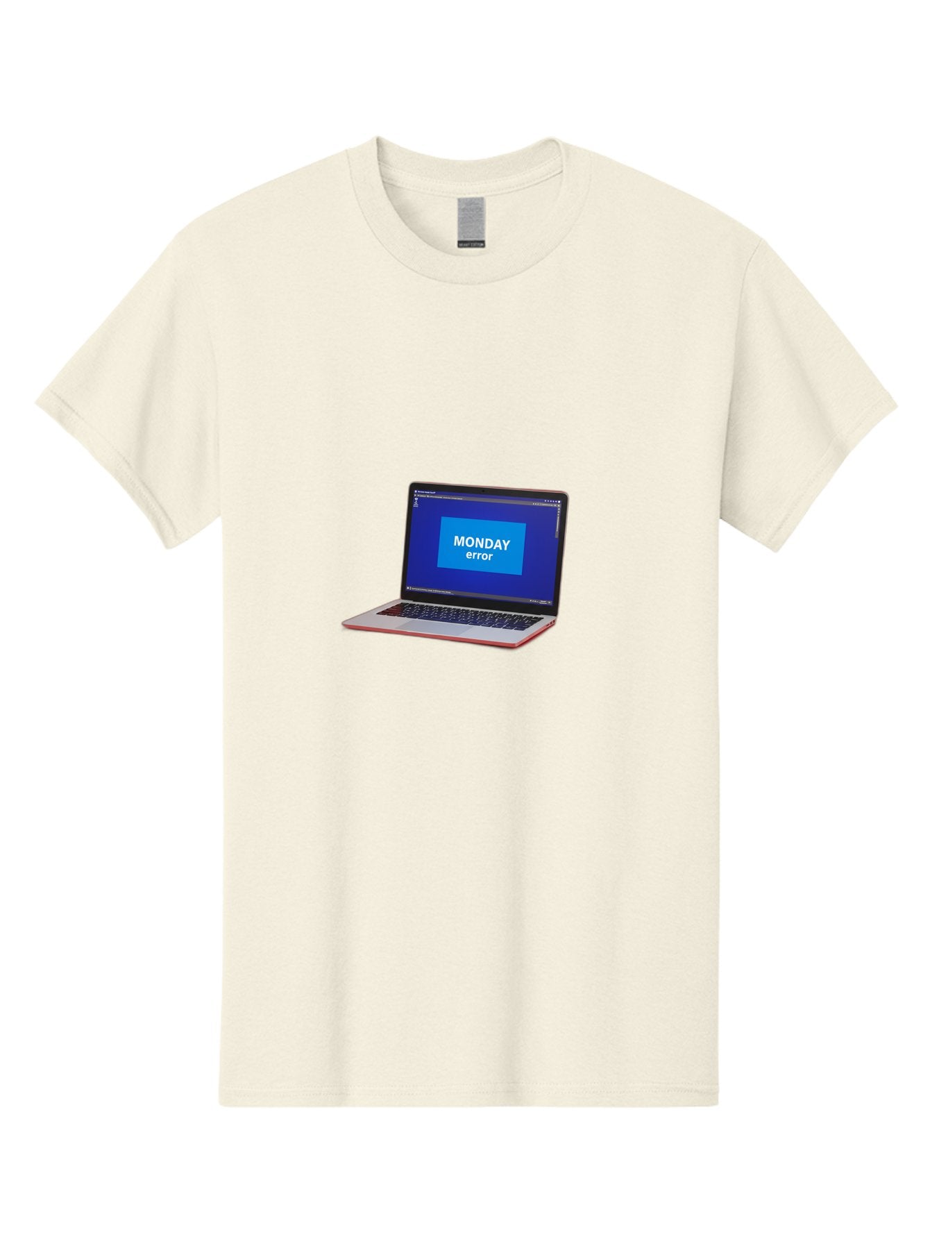 Monday-Error-5 Men'S Graphic Tee, 100% Cotton, Comfortable Casual Summer Wear, Machine Washable, Laptop Screen With Error Message, Monday Blues, Tech Glitch, Modern Laptop, Blue Screen, Modern Technology, Digital Error, Tech Issue, Bae524 7