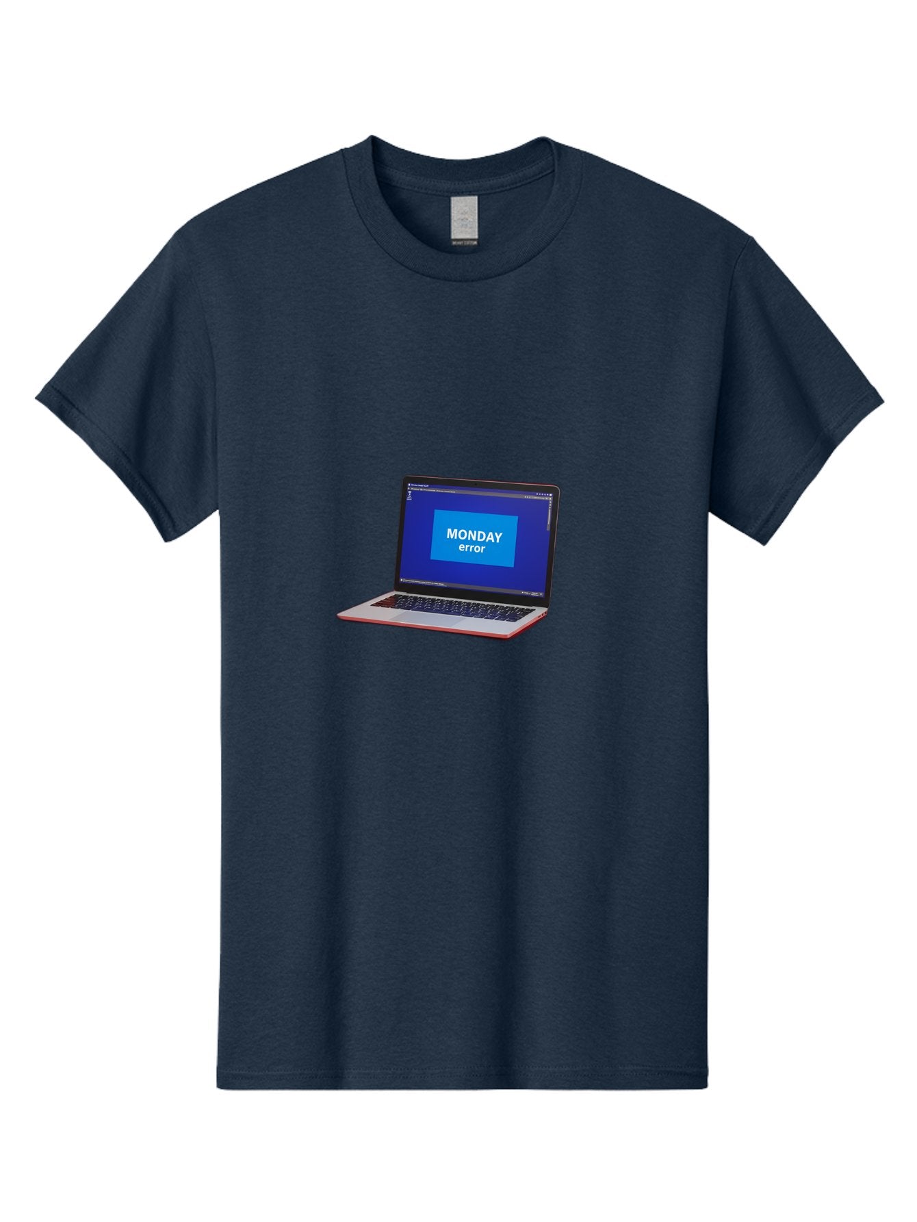 Monday-Error-5 Men'S Graphic Tee, 100% Cotton, Comfortable Casual Summer Wear, Machine Washable, Laptop Screen With Error Message, Monday Blues, Tech Glitch, Modern Laptop, Blue Screen, Modern Technology, Digital Error, Tech Issue, Bae524 4