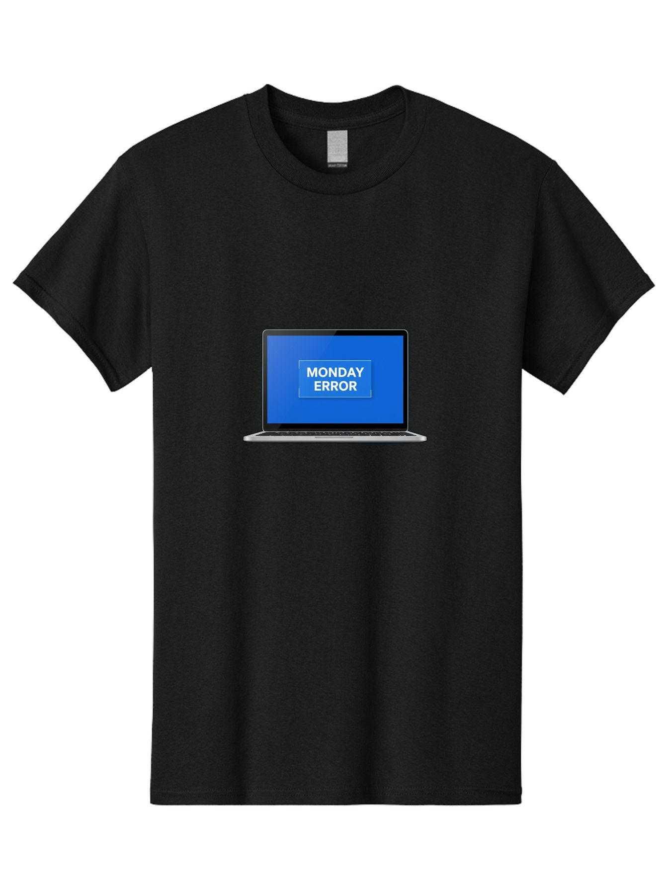 Monday-Error-6 Men'S Graphic Tee, 100% Cotton, Comfortable Casual Summer Wear, Machine Washable, Laptop Screen, Monday Error Message, Error Alert, Blue Screen, Glitch, Malfunction, White Text, Tech Issue Bae525 13