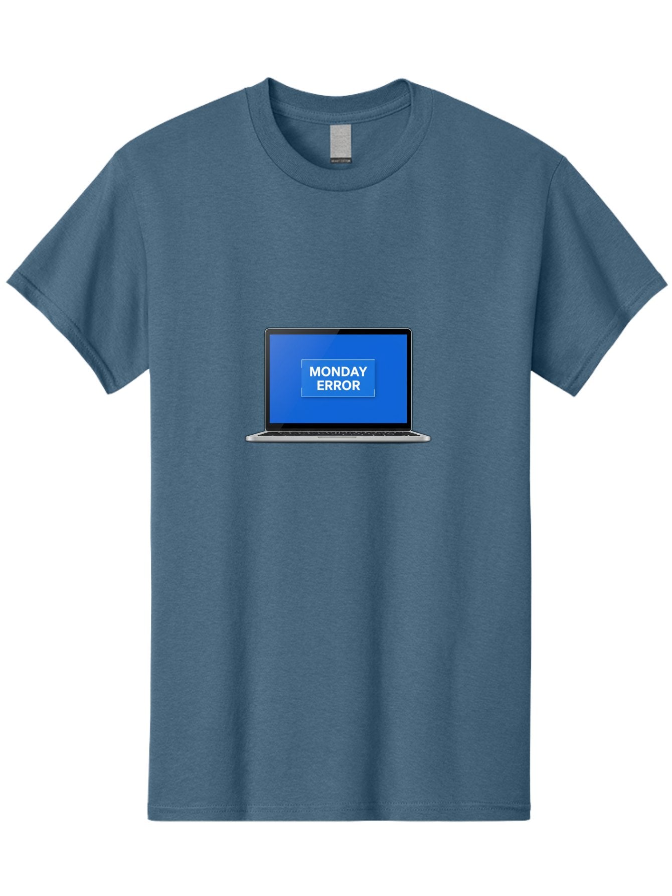 Monday-Error-6 Men'S Graphic Tee, 100% Cotton, Comfortable Casual Summer Wear, Machine Washable, Laptop Screen, Monday Error Message, Error Alert, Blue Screen, Glitch, Malfunction, White Text, Tech Issue Bae525 14