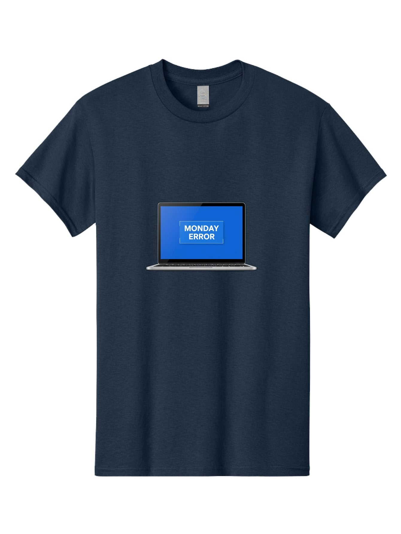 Monday-Error-6 Men'S Graphic Tee, 100% Cotton, Comfortable Casual Summer Wear, Machine Washable, Laptop Screen, Monday Error Message, Error Alert, Blue Screen, Glitch, Malfunction, White Text, Tech Issue Bae525 15