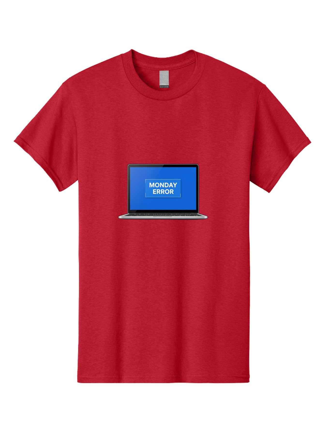 Monday-Error-6 Men'S Graphic Tee, 100% Cotton, Comfortable Casual Summer Wear, Machine Washable, Laptop Screen, Monday Error Message, Error Alert, Blue Screen, Glitch, Malfunction, White Text, Tech Issue Bae525