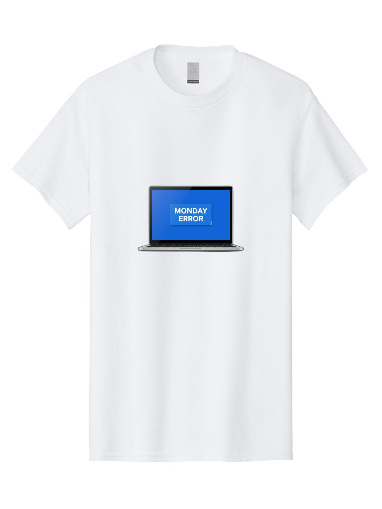 Monday-Error-6 Men'S Graphic Tee, 100% Cotton, Comfortable Casual Summer Wear, Machine Washable, Laptop Screen, Monday Error Message, Error Alert, Blue Screen, Glitch, Malfunction, White Text, Tech Issue Bae525 11