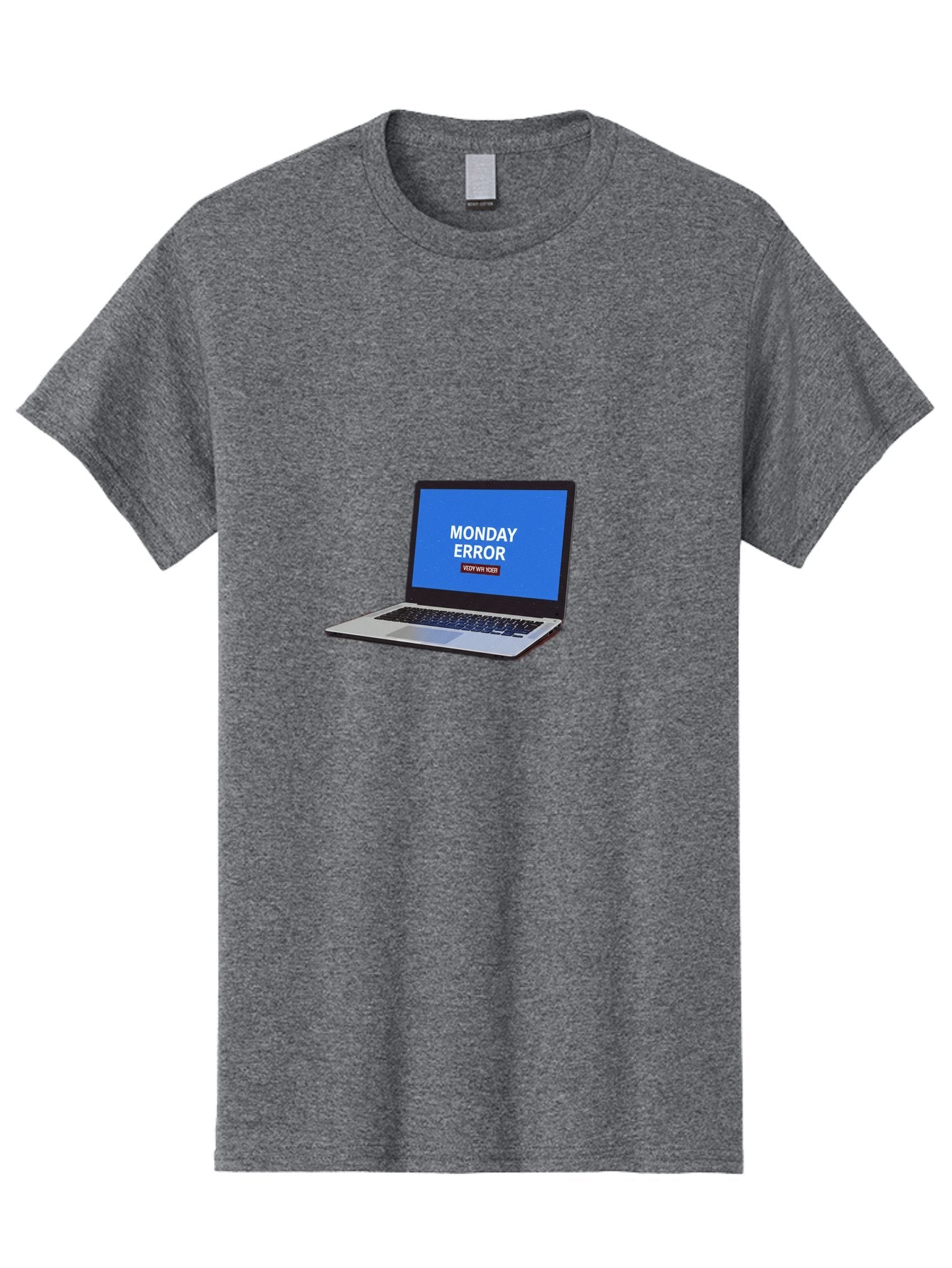 Monday-Error-8 Men'S Graphic Tee, 100% Cotton, Comfortable Casual Summer Wear, Machine Washable, Laptop With Error Message, Monday Blues, System Failure, Error Screen, Technology Issue, Computer Problem, Monday Motivation Bae527 15