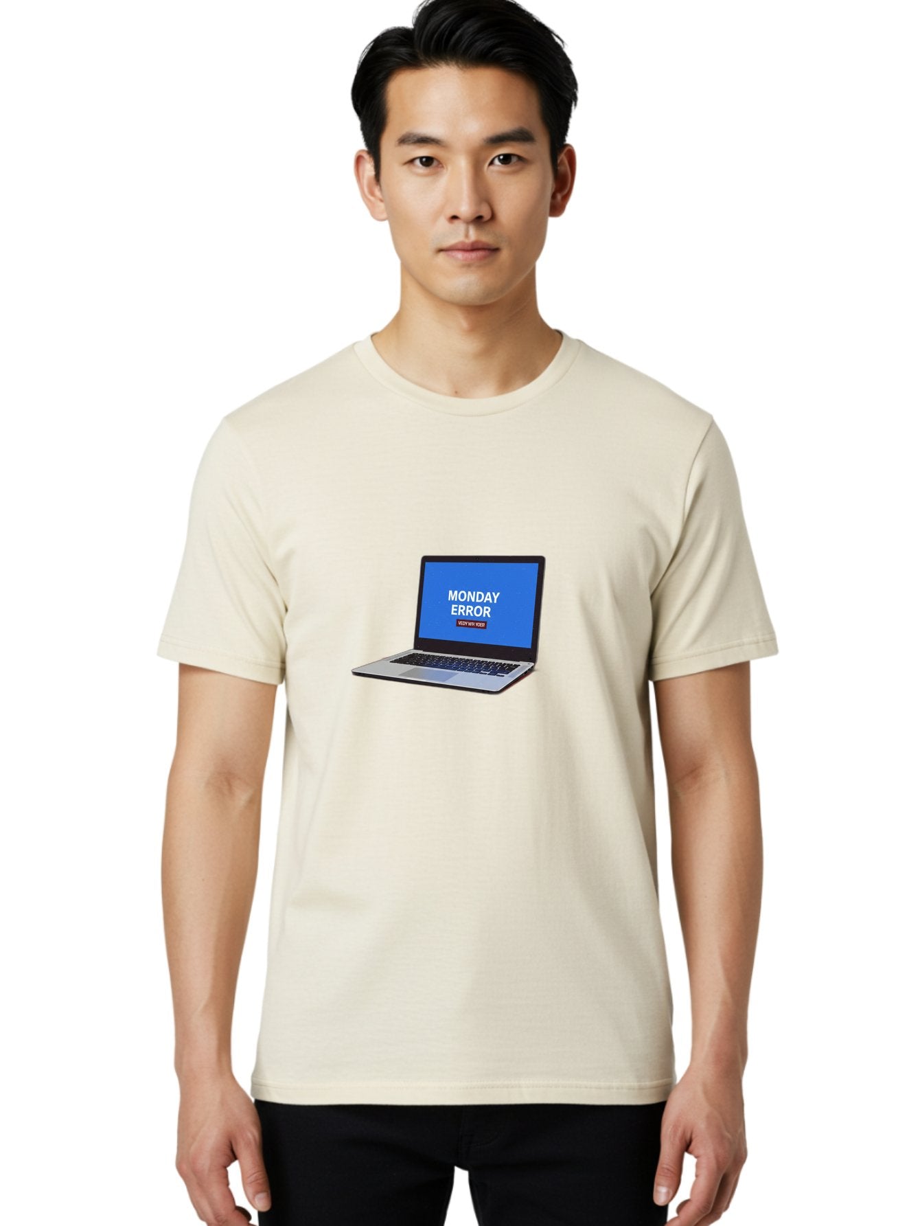 Monday-Error-8 Men'S Graphic Tee, 100% Cotton, Comfortable Casual Summer Wear, Machine Washable, Laptop With Error Message, Monday Blues, System Failure, Error Screen, Technology Issue, Computer Problem, Monday Motivation Bae527 29