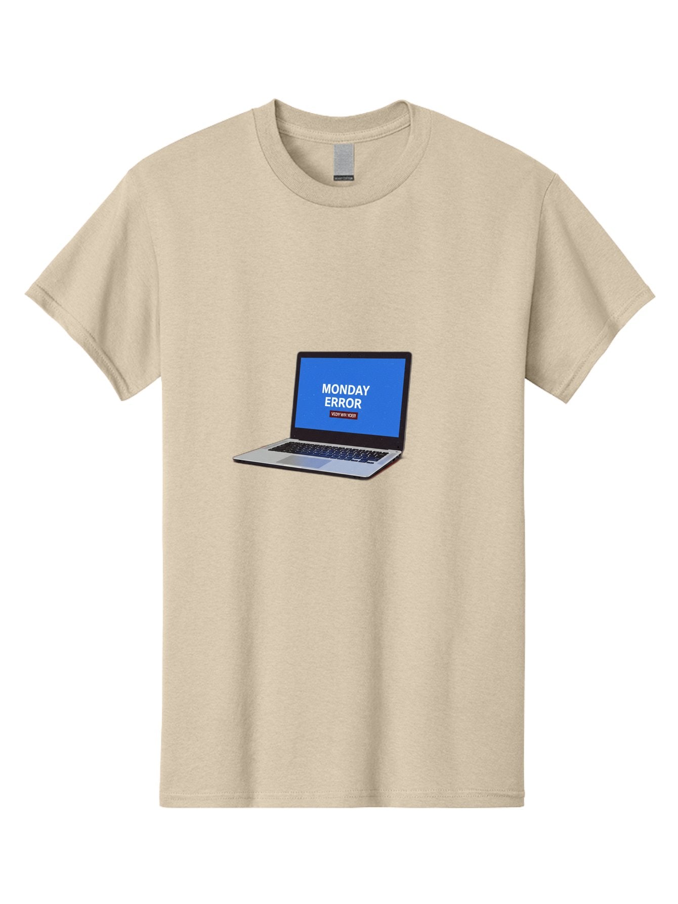Monday-Error-8 Men'S Graphic Tee, 100% Cotton, Comfortable Casual Summer Wear, Machine Washable, Laptop With Error Message, Monday Blues, System Failure, Error Screen, Technology Issue, Computer Problem, Monday Motivation Bae527 7