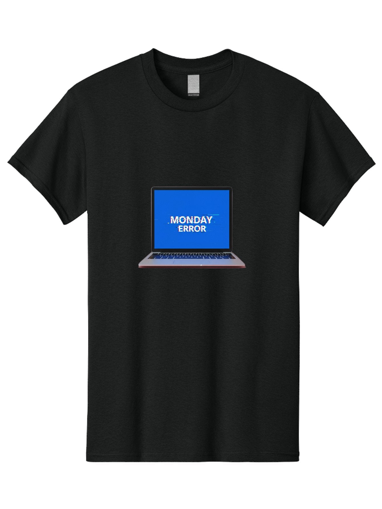 Monday-Error-9 Men'S Graphic Tee, 100% Cotton, Comfortable Casual Summer Wear, Machine Washable, Laptop Screen Displaying Monday Error Message, Computer Error, Malfunctioning Computer, Glitchy Screen, Blue Screen Of Death, Tech Issues, Bae528 11