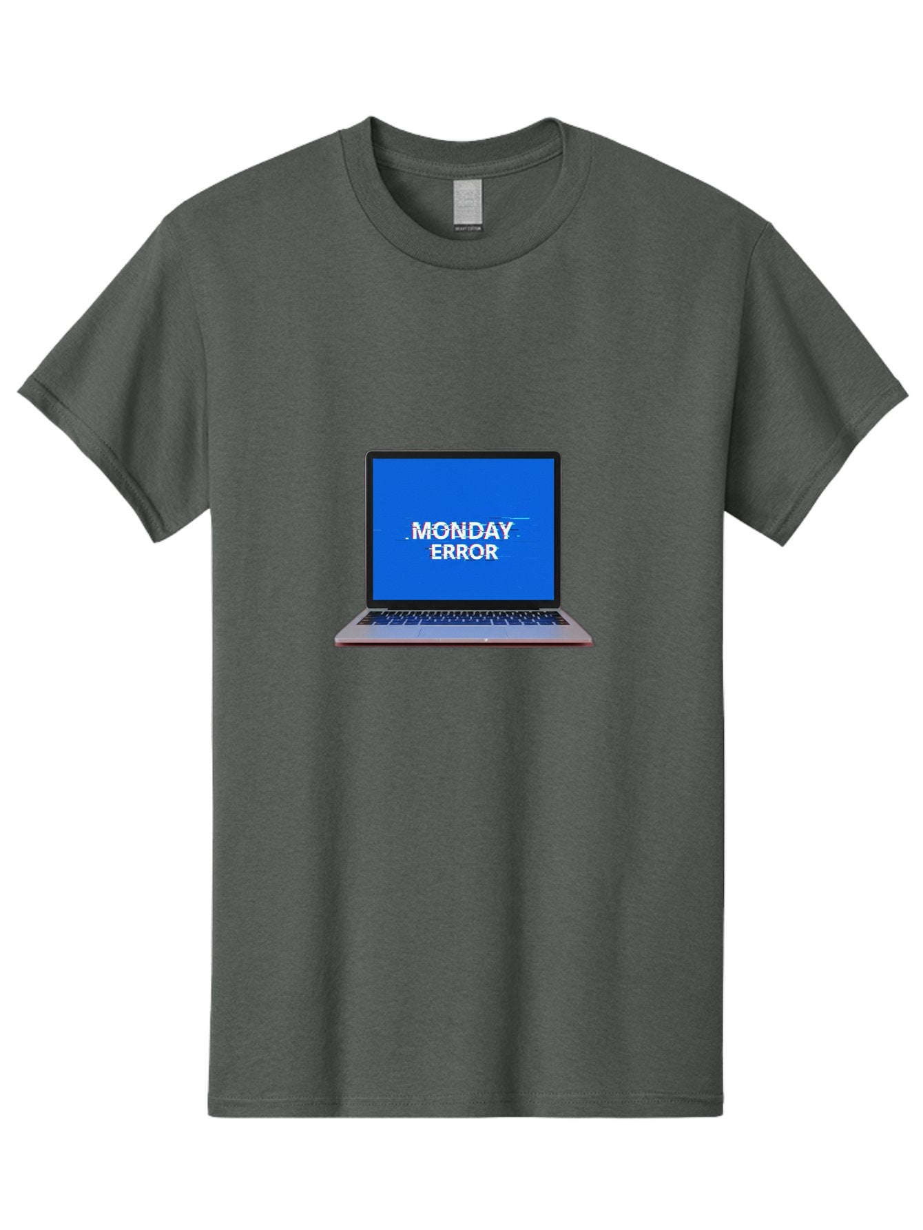 Monday-Error-9 Men'S Graphic Tee, 100% Cotton, Comfortable Casual Summer Wear, Machine Washable, Laptop Screen Displaying Monday Error Message, Computer Error, Malfunctioning Computer, Glitchy Screen, Blue Screen Of Death, Tech Issues, Bae528 5