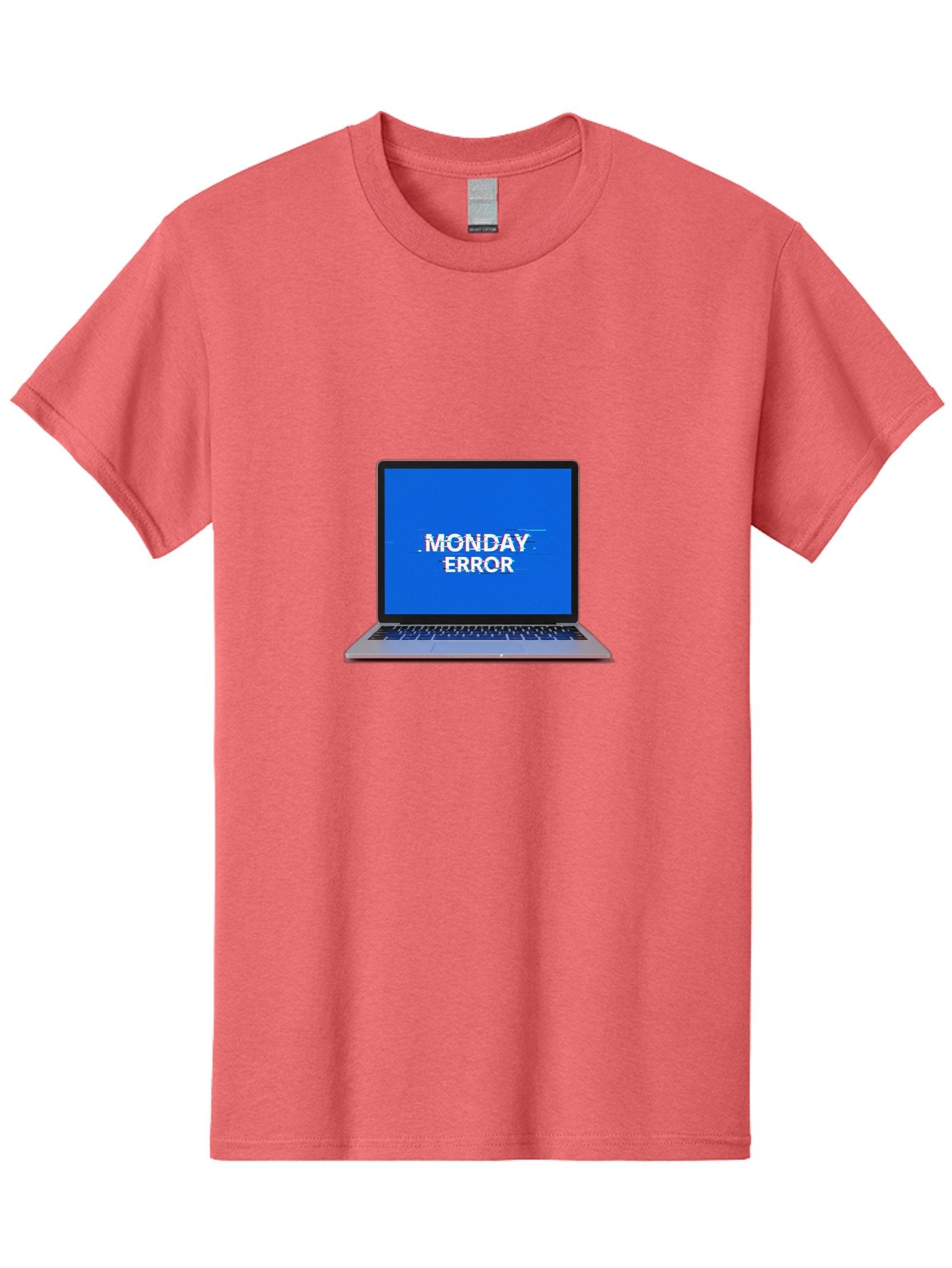 Monday-Error-9 Men'S Graphic Tee, 100% Cotton, Comfortable Casual Summer Wear, Machine Washable, Laptop Screen Displaying Monday Error Message, Computer Error, Malfunctioning Computer, Glitchy Screen, Blue Screen Of Death, Tech Issues, Bae528 8