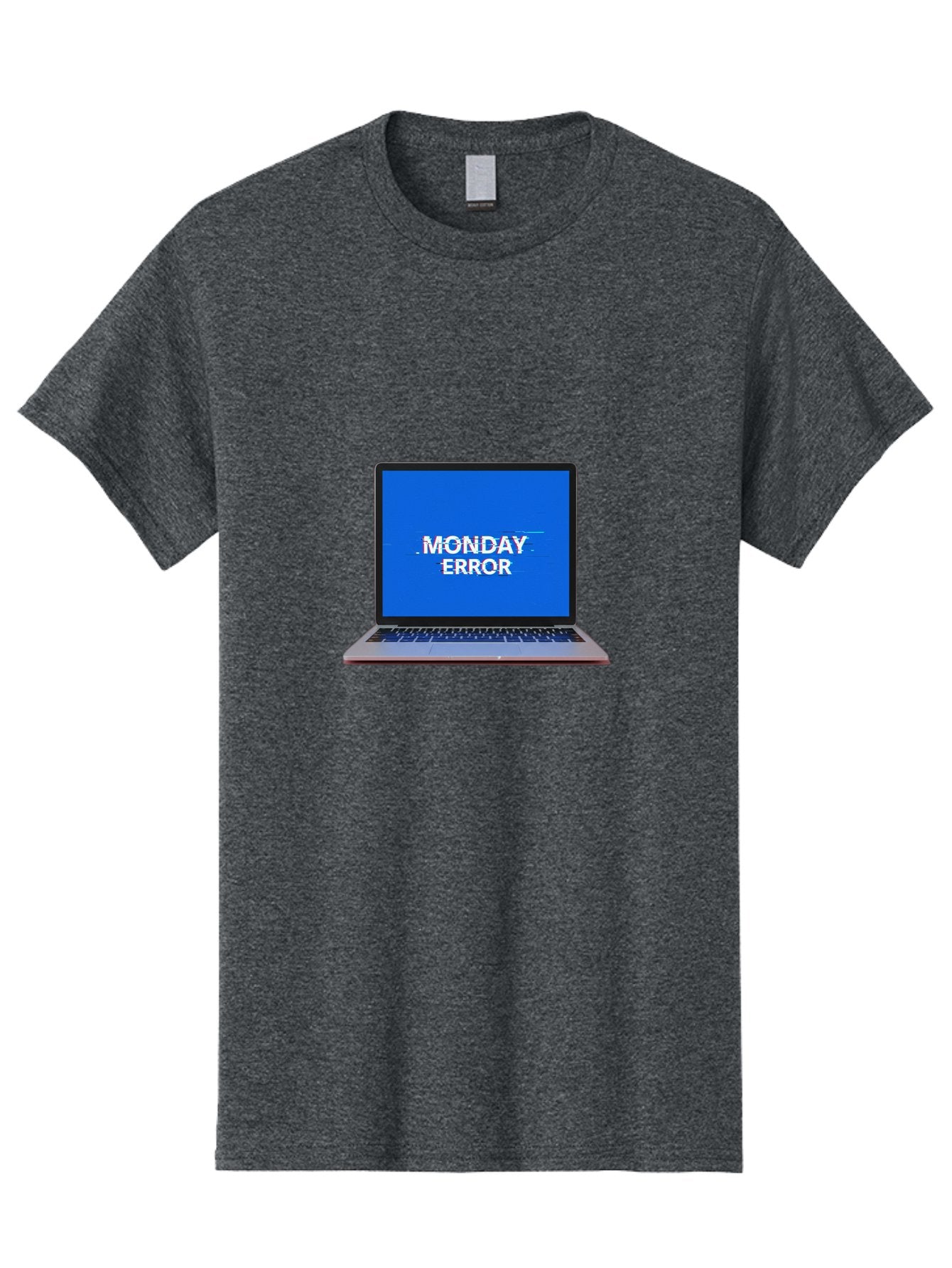 Monday-Error-9 Men'S Graphic Tee, 100% Cotton, Comfortable Casual Summer Wear, Machine Washable, Laptop Screen Displaying Monday Error Message, Computer Error, Malfunctioning Computer, Glitchy Screen, Blue Screen Of Death, Tech Issues, Bae528 13