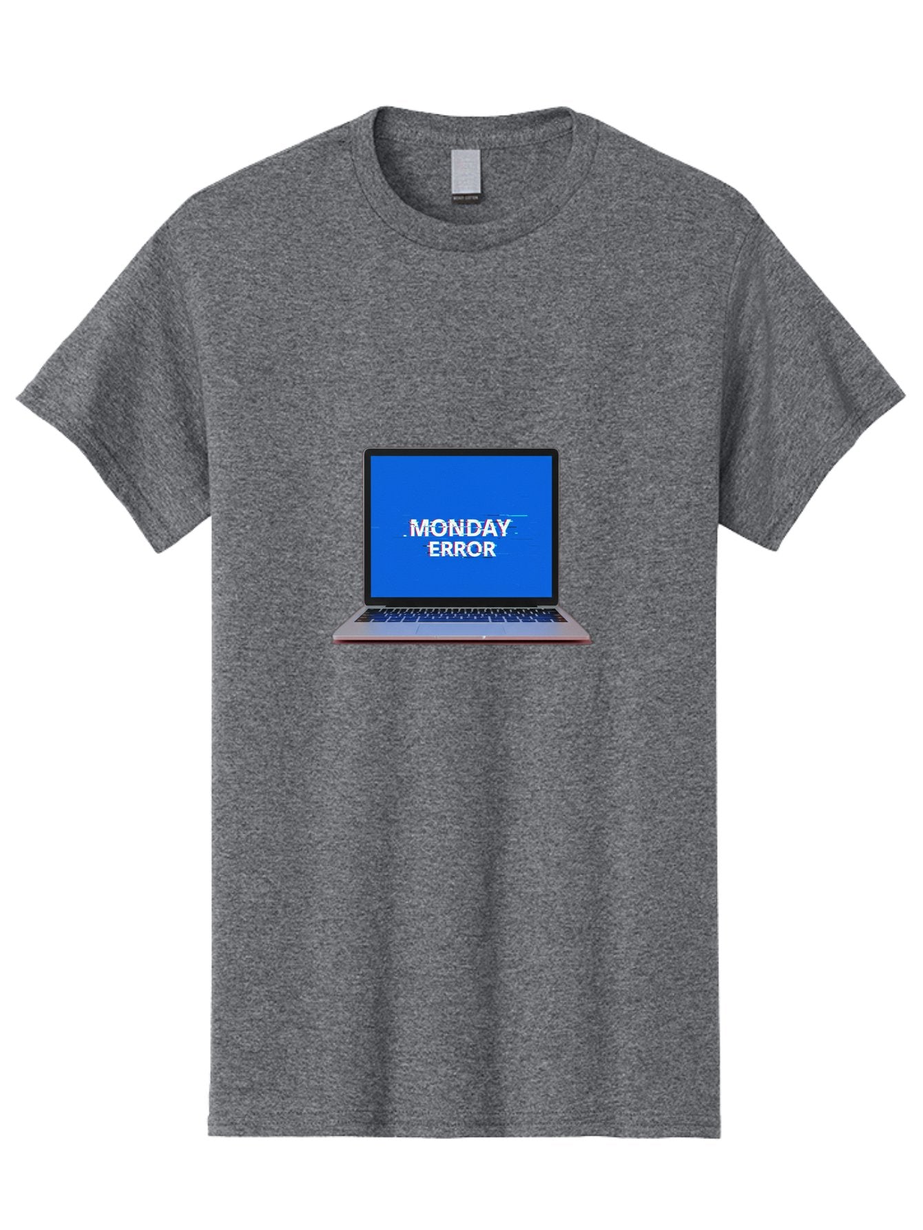 Monday-Error-9 Men'S Graphic Tee, 100% Cotton, Comfortable Casual Summer Wear, Machine Washable, Laptop Screen Displaying Monday Error Message, Computer Error, Malfunctioning Computer, Glitchy Screen, Blue Screen Of Death, Tech Issues, Bae528 14