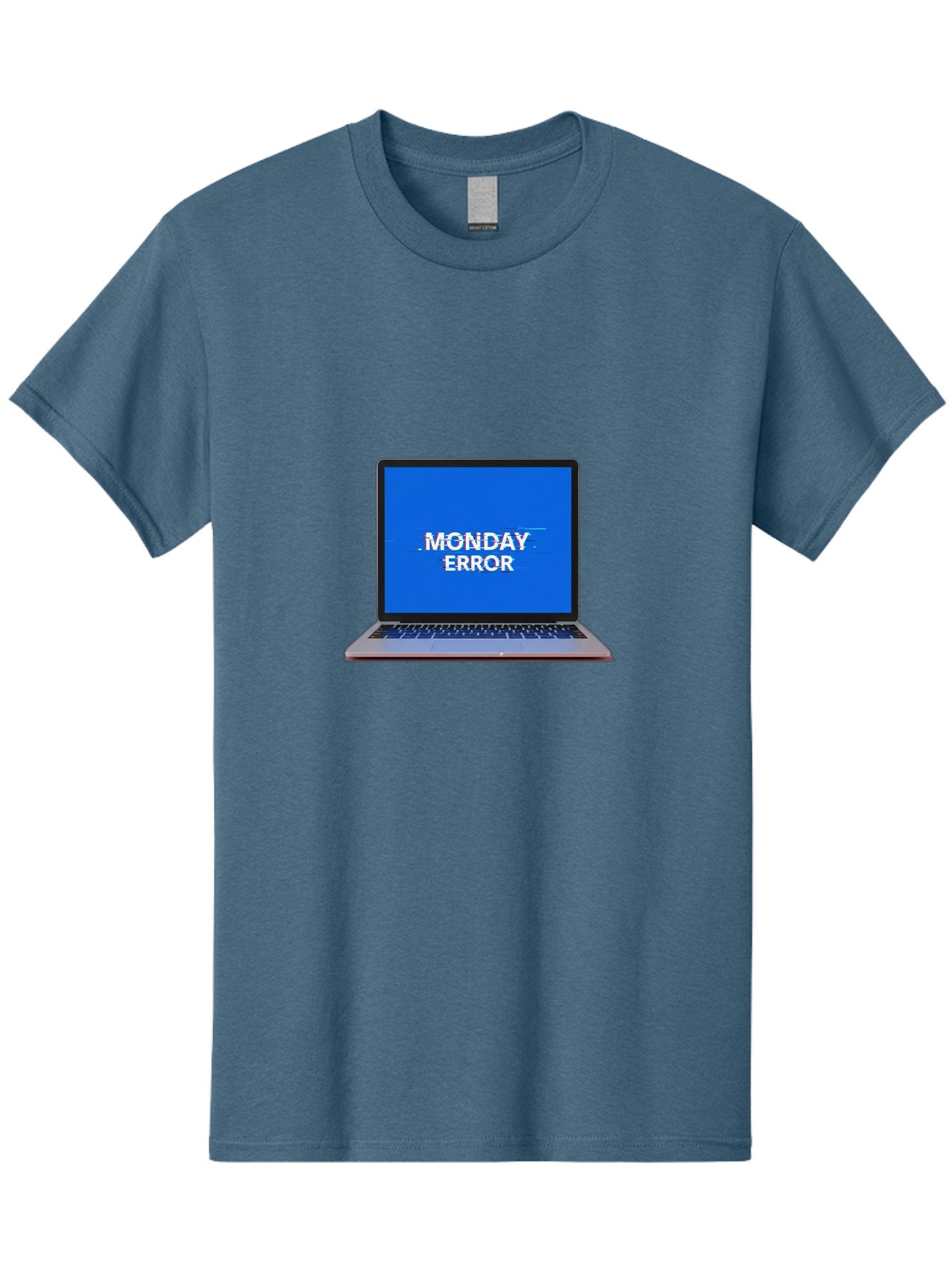 Monday-Error-9 Men'S Graphic Tee, 100% Cotton, Comfortable Casual Summer Wear, Machine Washable, Laptop Screen Displaying Monday Error Message, Computer Error, Malfunctioning Computer, Glitchy Screen, Blue Screen Of Death, Tech Issues, Bae528 10