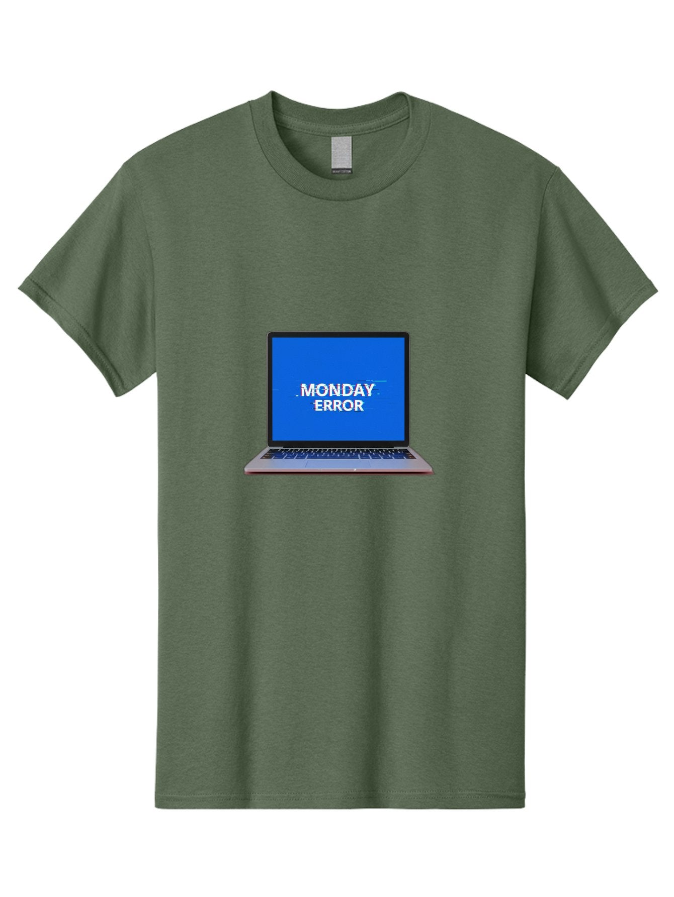 Monday-Error-9 Men'S Graphic Tee, 100% Cotton, Comfortable Casual Summer Wear, Machine Washable, Laptop Screen Displaying Monday Error Message, Computer Error, Malfunctioning Computer, Glitchy Screen, Blue Screen Of Death, Tech Issues, Bae528 6