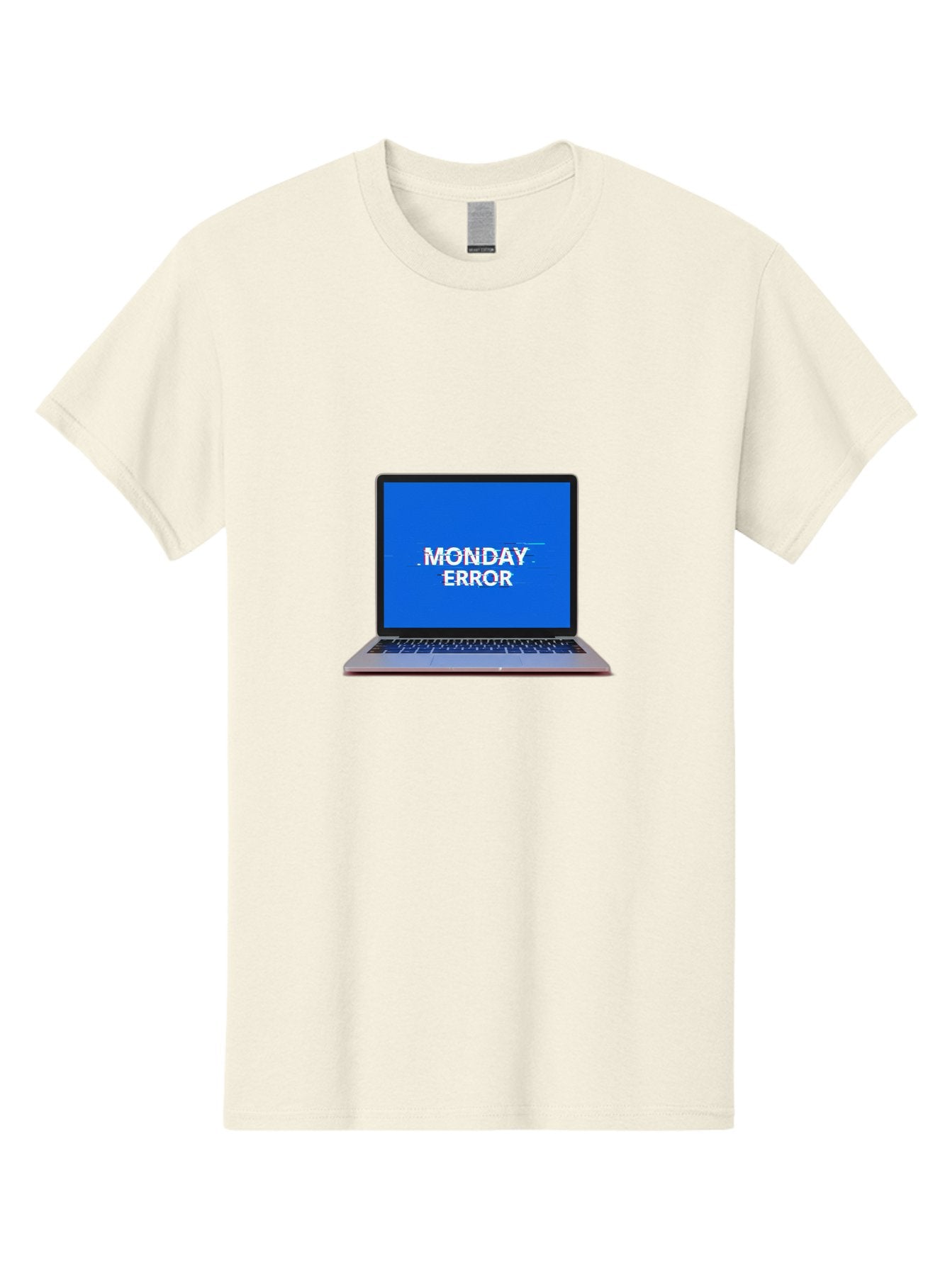 Monday-Error-9 Men'S Graphic Tee, 100% Cotton, Comfortable Casual Summer Wear, Machine Washable, Laptop Screen Displaying Monday Error Message, Computer Error, Malfunctioning Computer, Glitchy Screen, Blue Screen Of Death, Tech Issues, Bae528 7